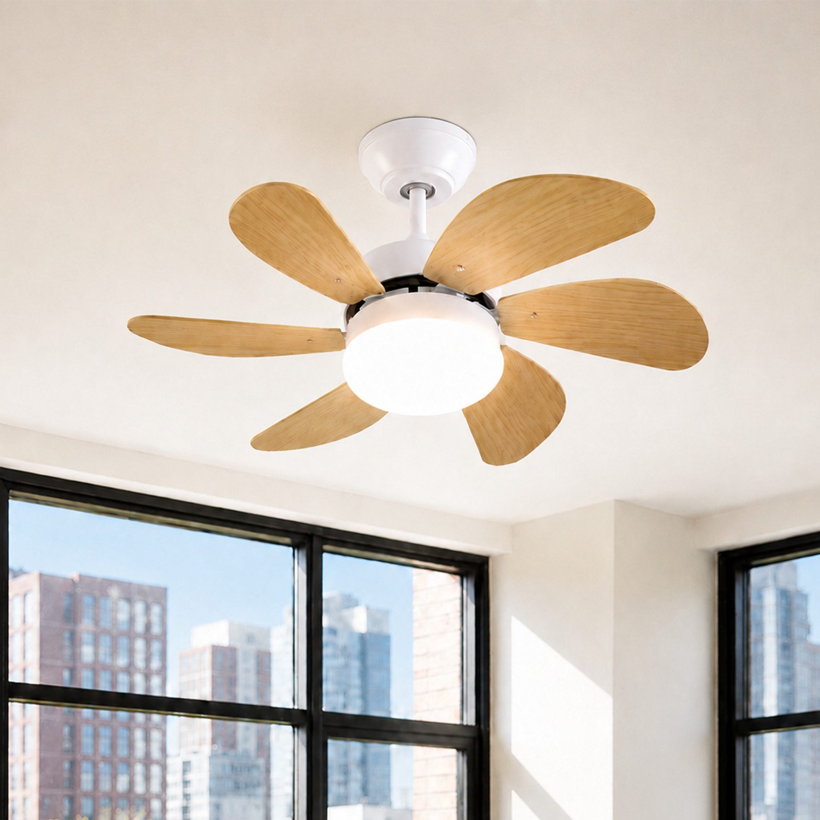 ZMH Deckenventilator Mit Licht und Fernbedienung Leise für Flur/Schlafzimmer Deckenlampe, Ø75 cm, 40W, Timer Funktion, 6 Flügeln, mit Fernbedienung