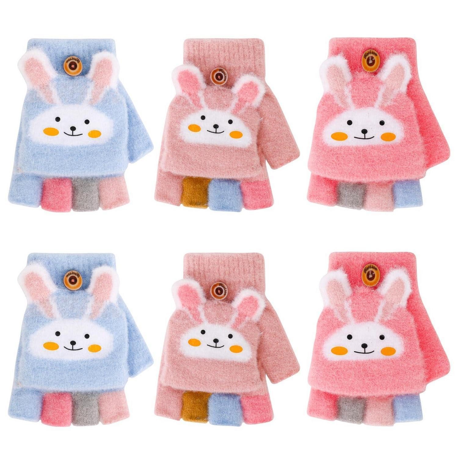 LuxusKollektion Strickhandschuhe Handschuhe Kinder 3 Paar wandelbar Fingerlos warm Mädchen Jungen 4-10J (3-St)
