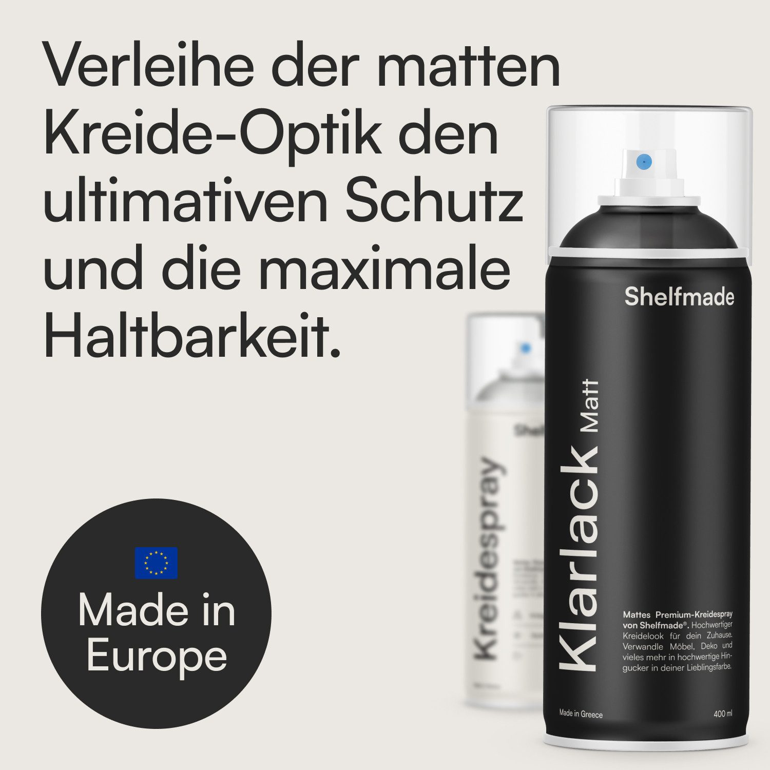 shelfmade Sprühflasche Shelfmade Klarlack Spray - Mattes Varnish Matter Klarlack Kreideoptik – Bild 2 von 5