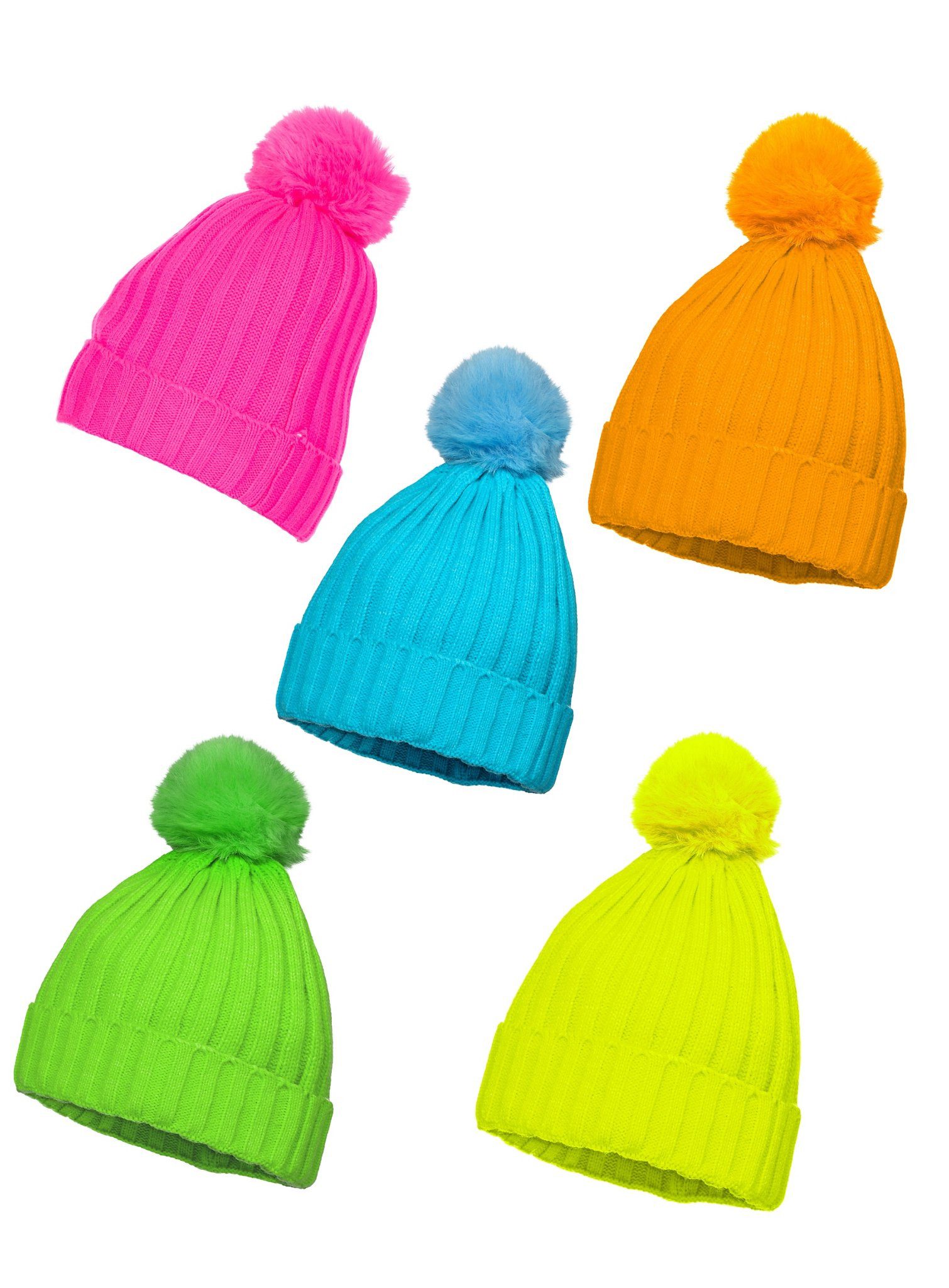 Kostüm Pudelmütze in Neonfarben