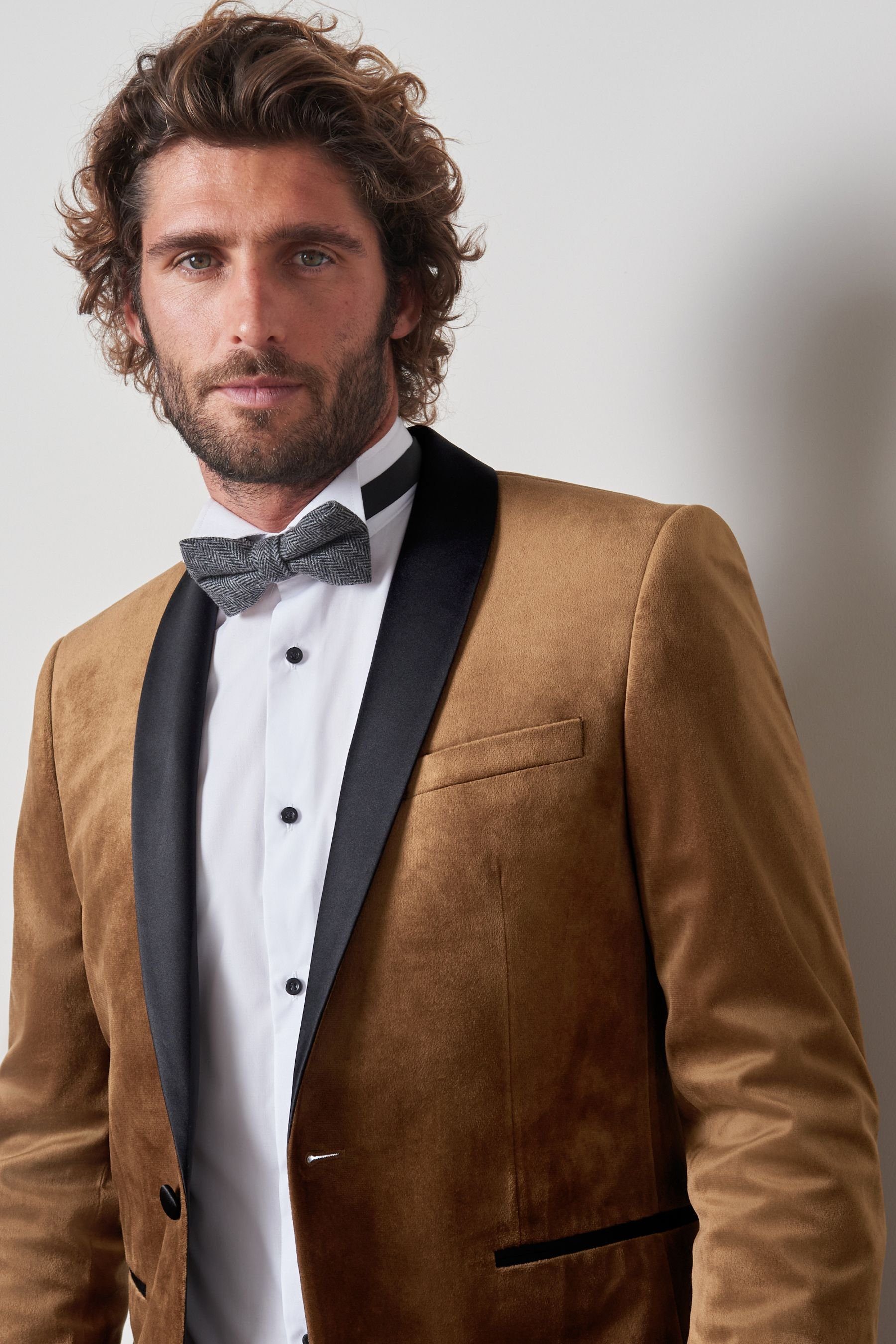 Next Baukastensakko Blazer aus Samt Fit (1-tlg) Bronze Slim