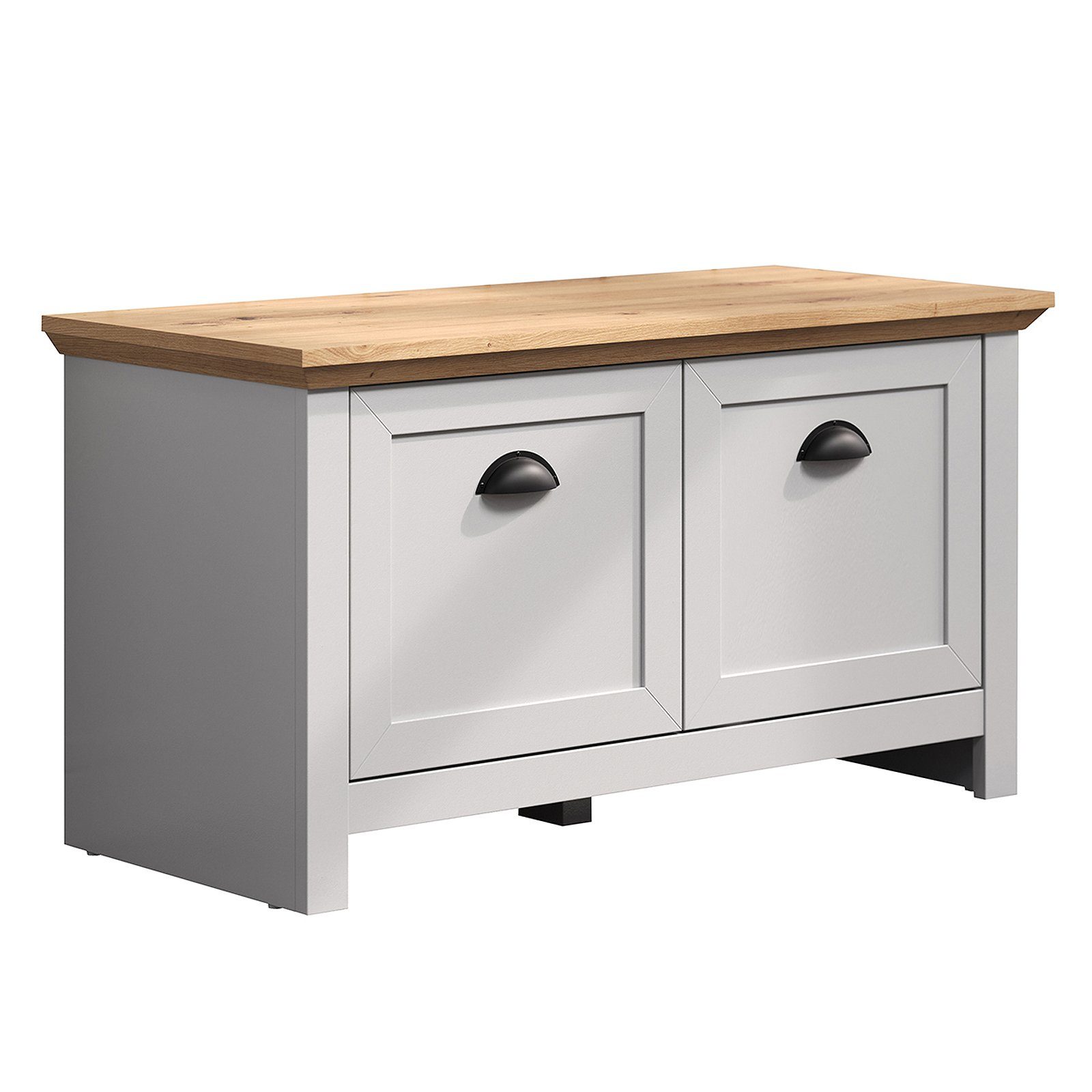 trendteam Sitzbank, Schuhbank Sitzbank Regal Bank Landside Grau Schränkchen 91x49x41 cm