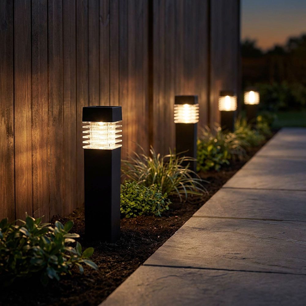 GLOBO LIGHTING LED Außen-Stehlampe, LED-Leuchtmittel fest verbaut, Warmweiß, Solarlampe Wegeleuchte Außenlampe LED Erdspieß Gartenlampe 4er Set
