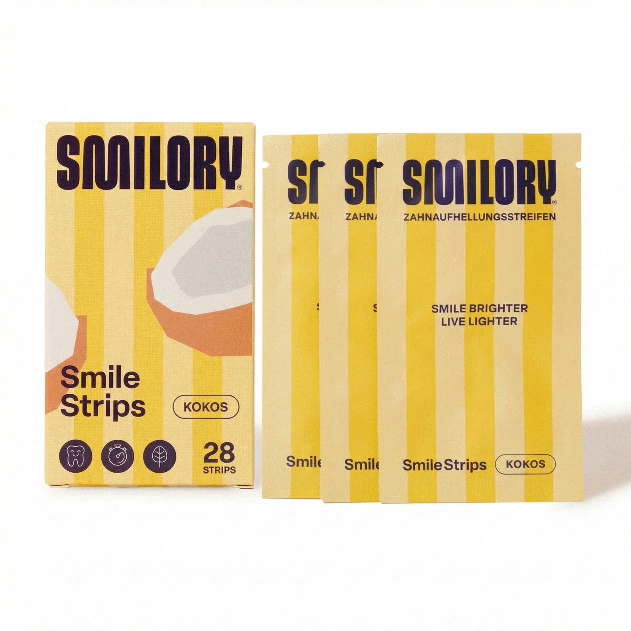SMILORY® White Stripes Smile Strips von Smilory® – Zahnaufhellungsstreifen, Auch für empfindliche Zähne, mit pflegenden Inhaltsstoffen.