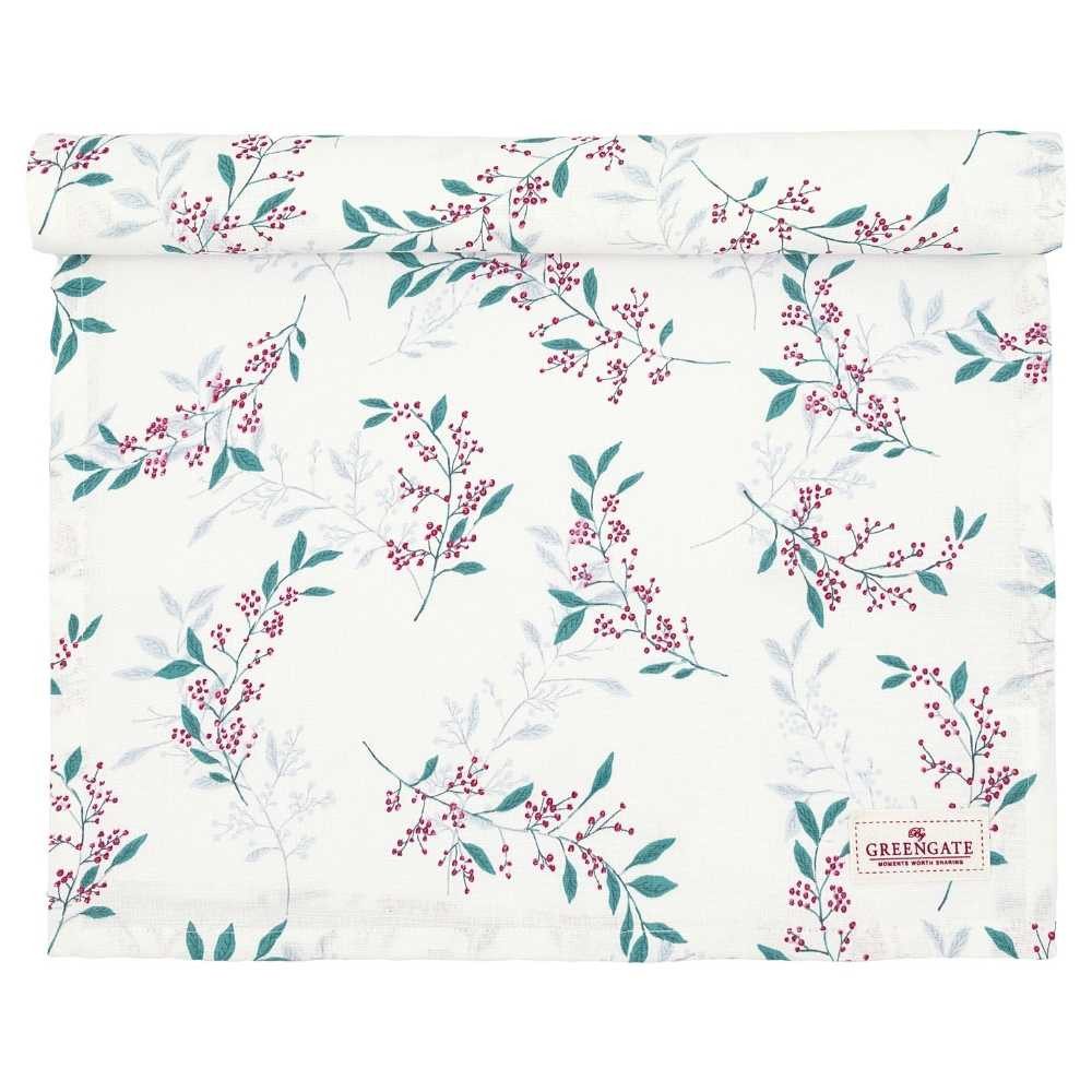 Greengate Tischläufer Greengate Tischläufer JULANI Weiß mit Blumen
