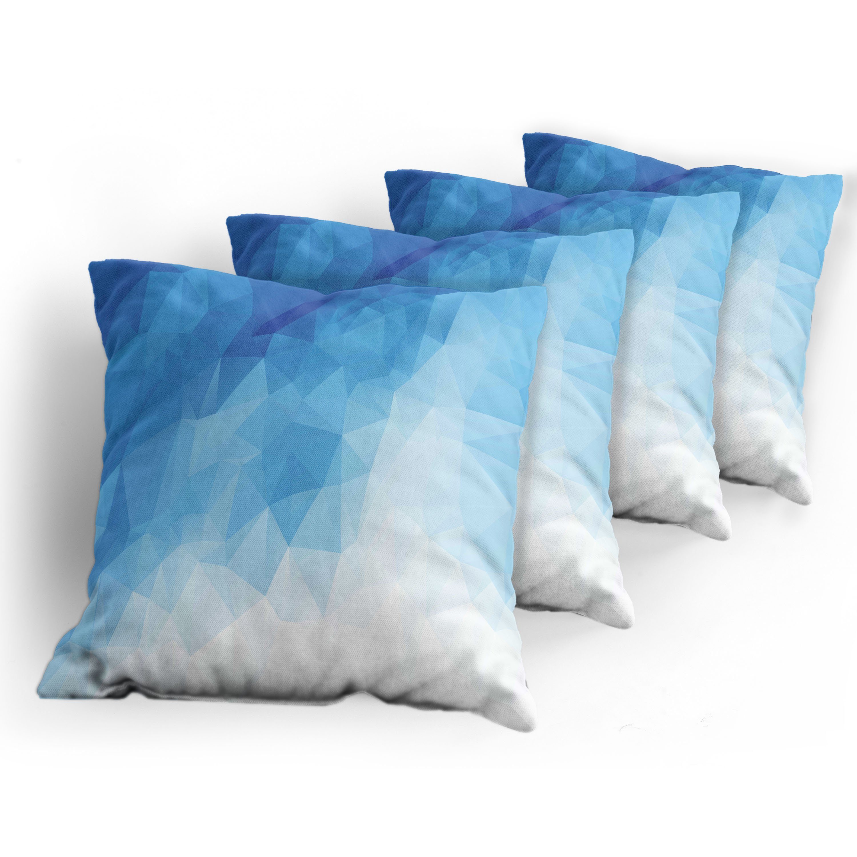 Polygonal Doppelseitiger Abstrakt Art Stück), Ombre Blau Modern (4 Kissenbezüge Digitaldruck, Accent Abakuhaus