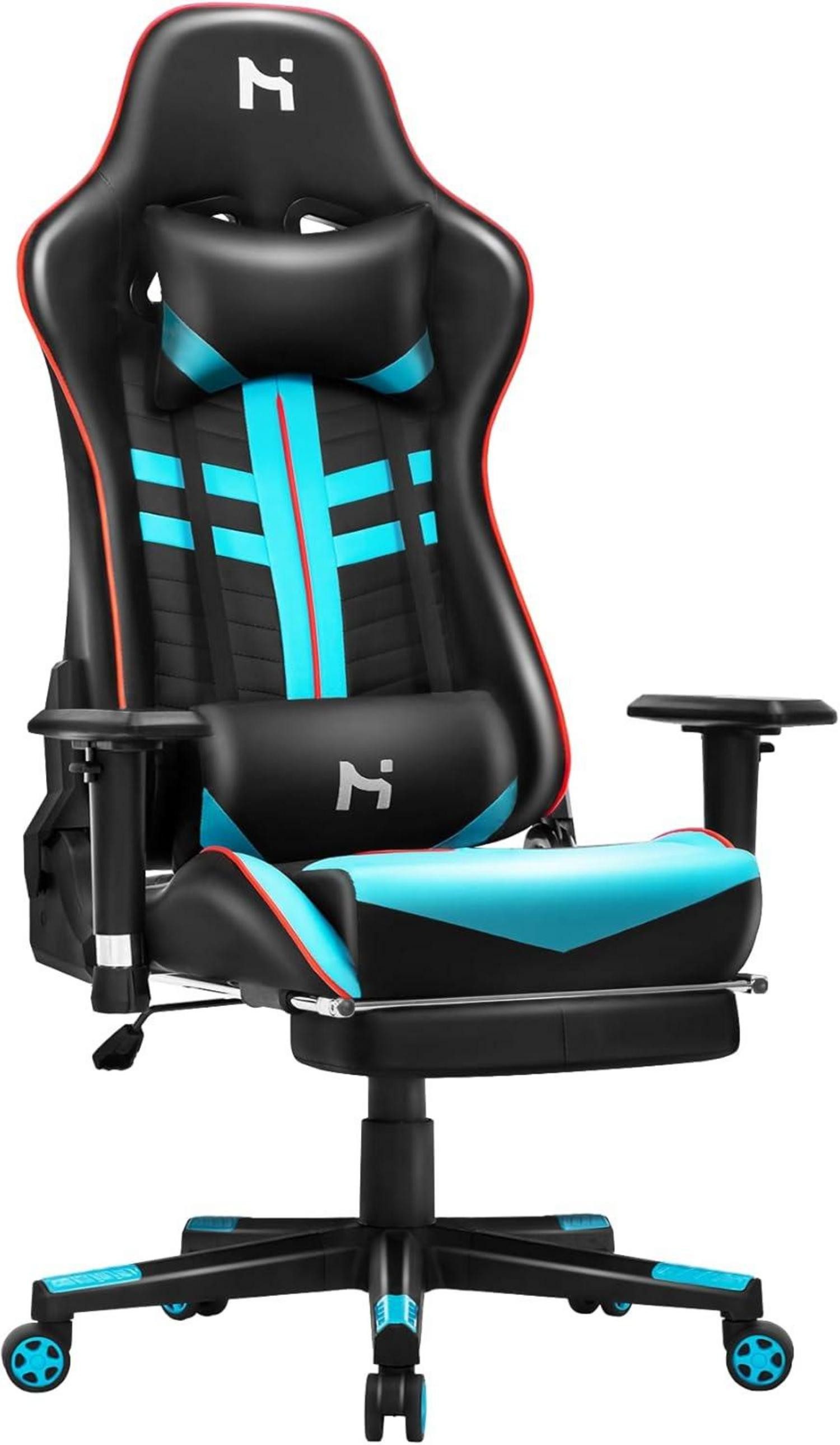 Gaming-Stuhl Gaming Stuhl ergonomisch mit Kopfstütze Lendenkissen Fußstütze
