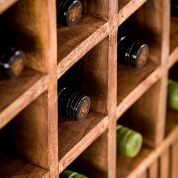 RINGO-Living Kommode Massivholz Weinschrank Boni mit Tür in Natur-dunkel und Schwarz-matt, Möbel