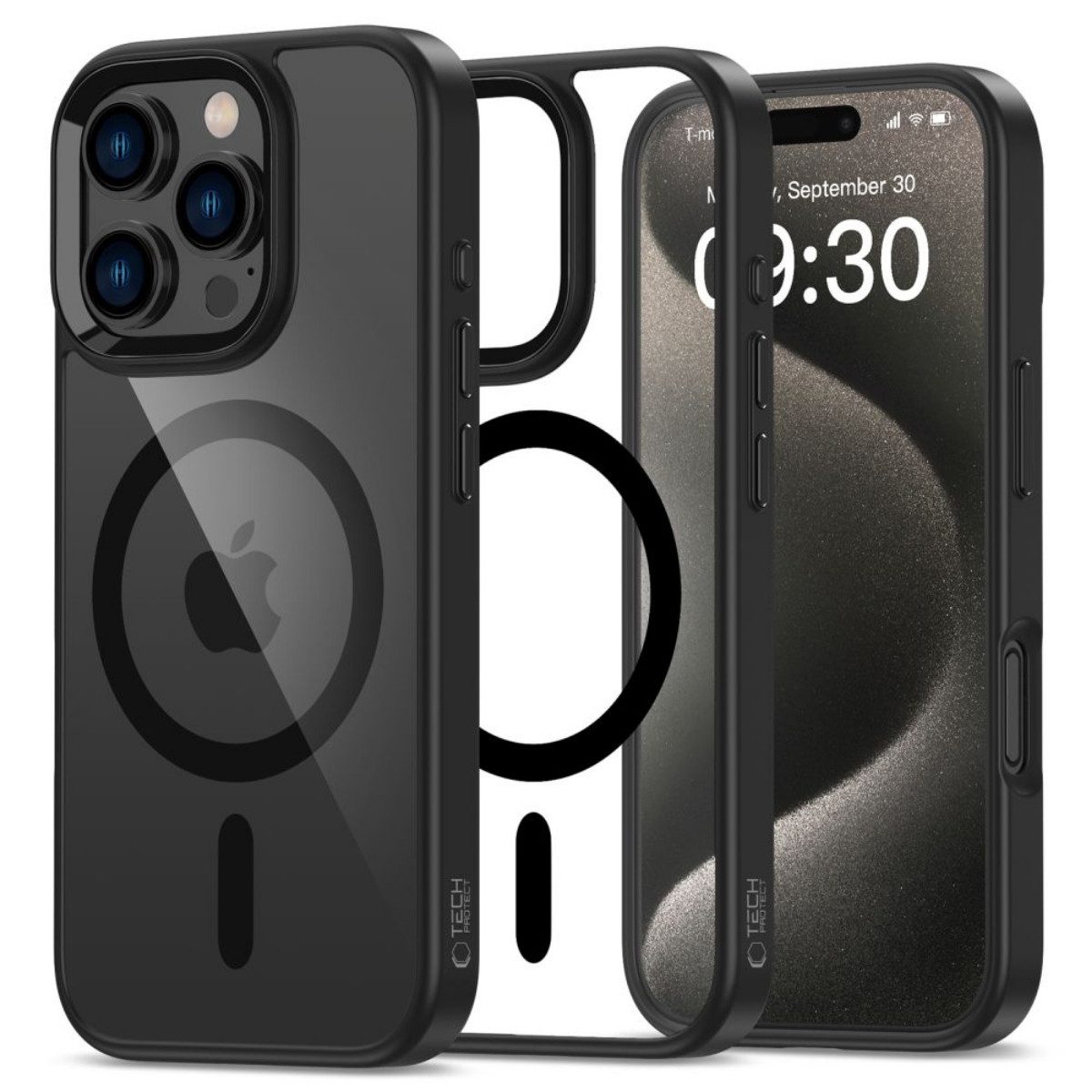 TECH PROTECT Handyhülle MagMat Case Kompatibel mit iPhone 16 Pro Transparent Magnetfunktion 6,3, Matte transparente Hybridkonstruktion mit Magnetfunktion