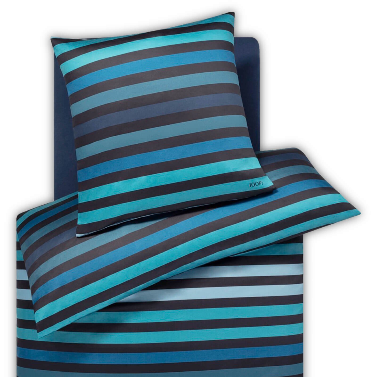 JOOP! Bettwäsche Tone 4103 2 Ocean, Mako-Satin, 2 teilig, Gestreift, Logo günstig online kaufen