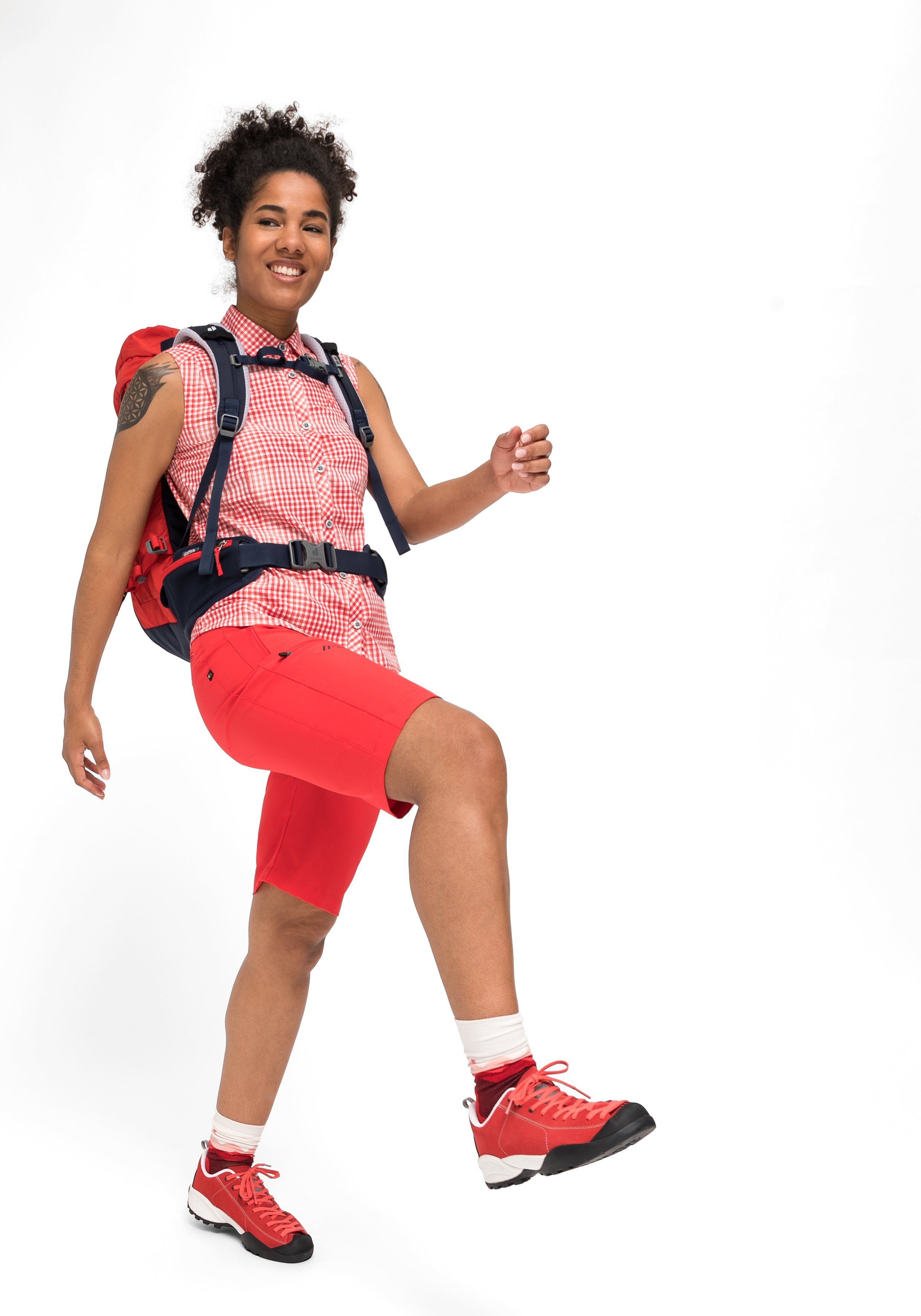 Maier Sports Funktionsbluse Paloma Karierte, ärmellose Bluse für Wandern, Reisen und Freizeit