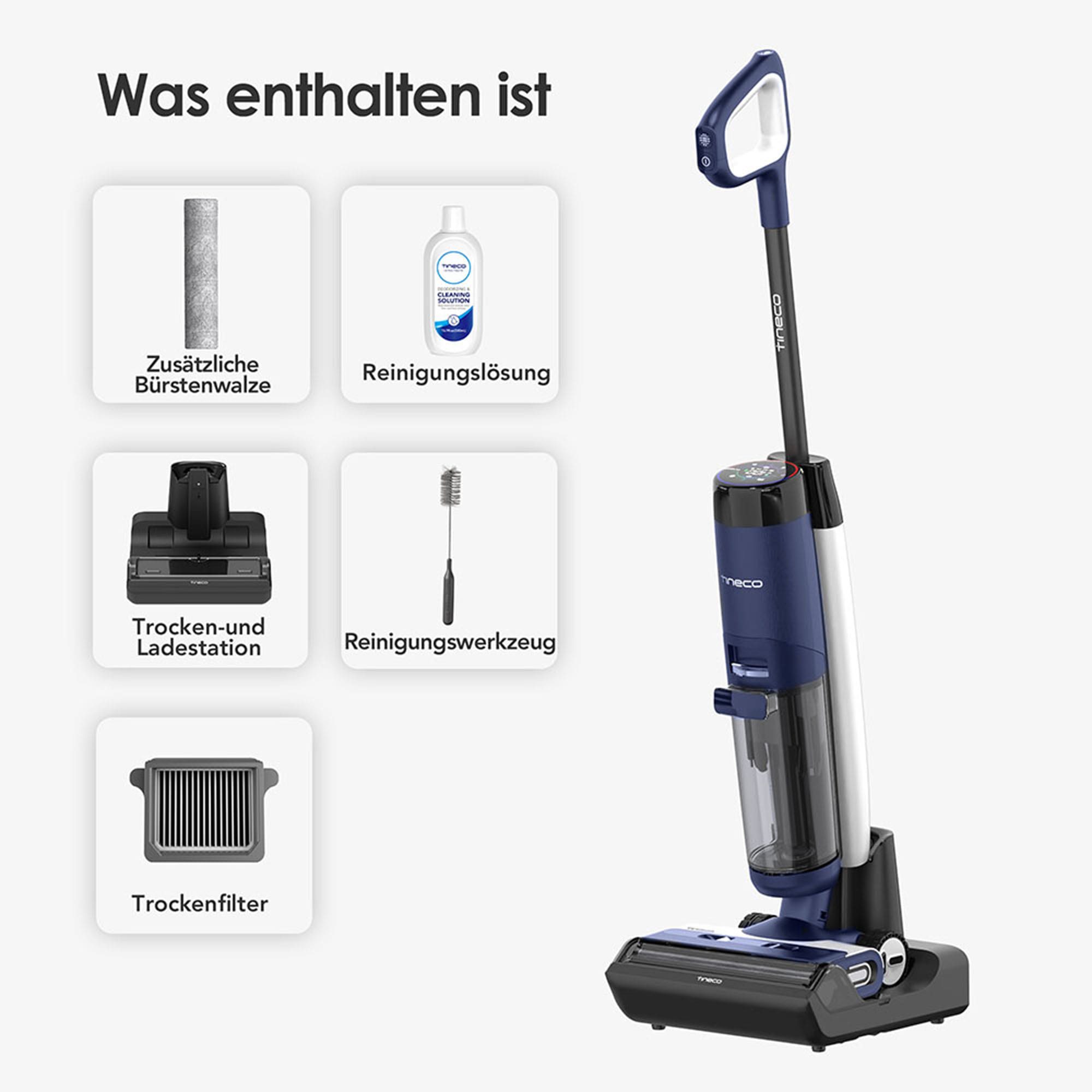 Tineco Nass-Trocken-Sauger Floor One S7 Flashdry PET, 70° Grad Heißluft-Trocknung, Selbstantrieb, 230 W, beutellos, beidseitige Kantenreinigung, automatische Saugleistungsanpassung