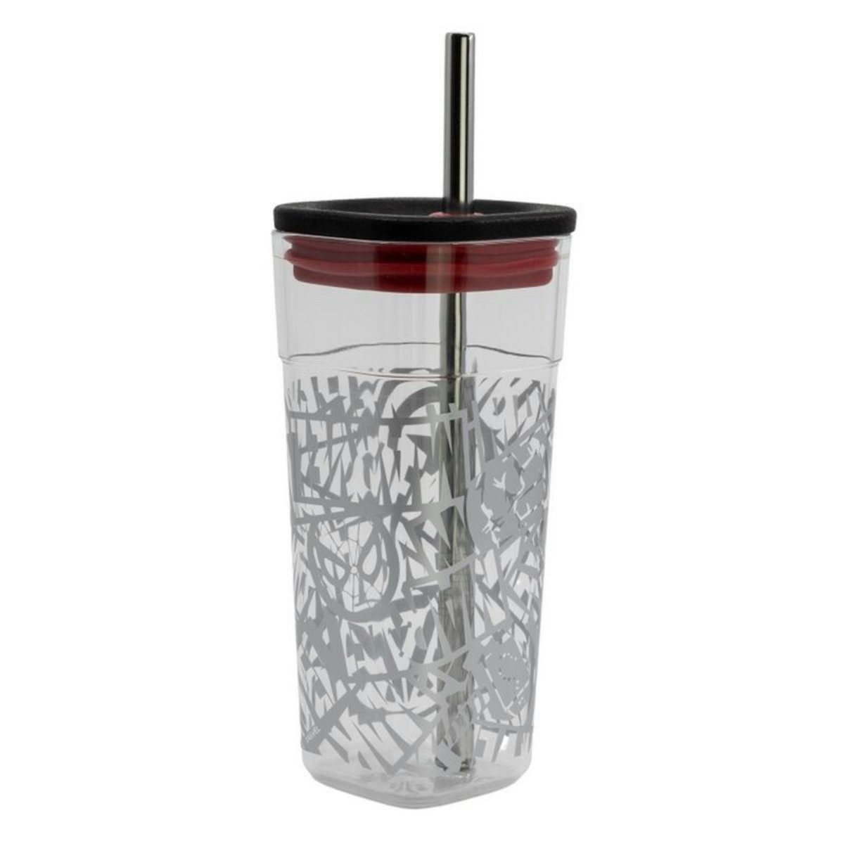 MARVEL Becher Marvel Avengers Trinkbecher mit Edelstahl Trinkhalm 540 ml, Kunststoff