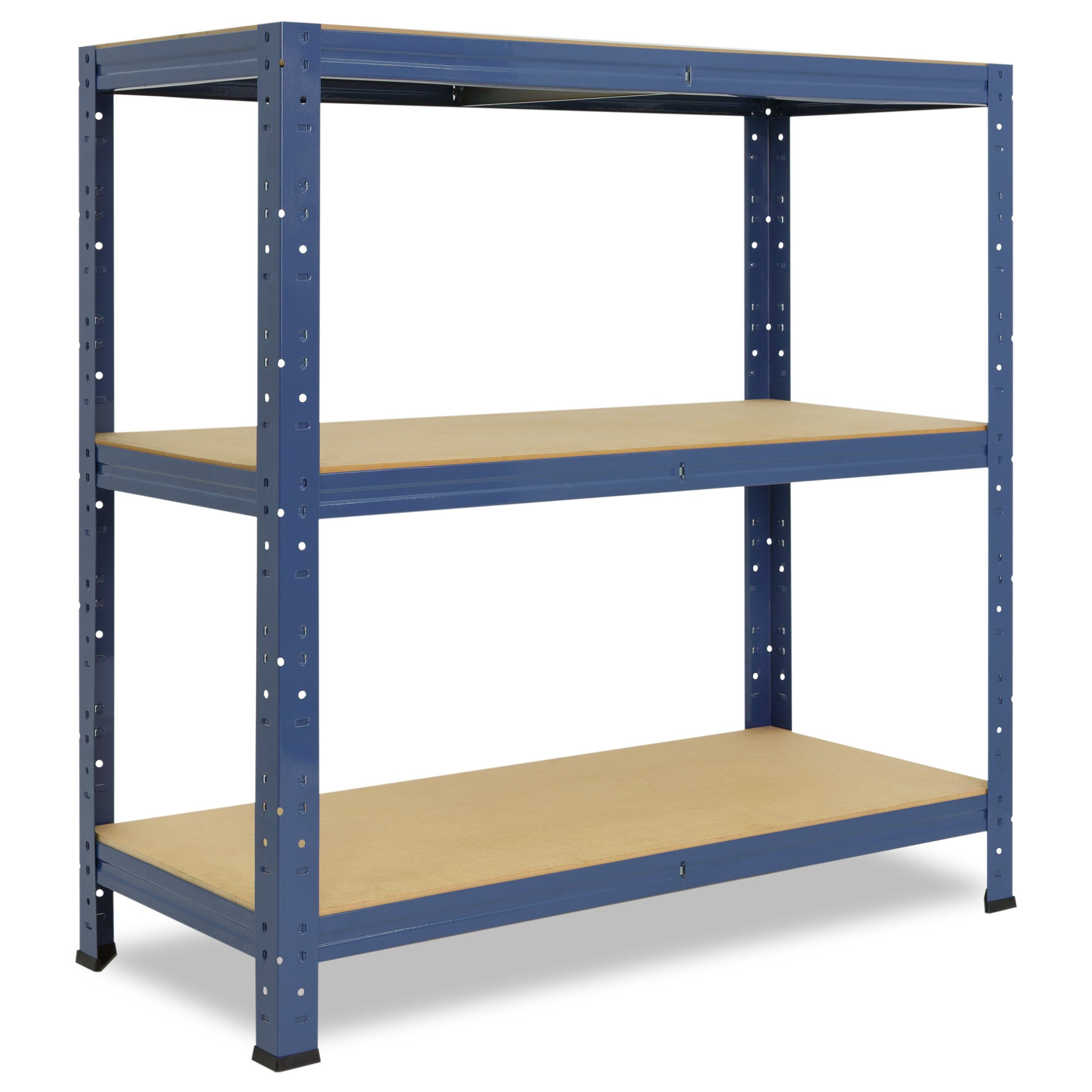 shelfplaza Schwerlastregal HOME, 100x90x50cm blau, Metallregal mit 3 Böden, als Kellerregal, Garagenregal, Werkstattregal oder Lagerregal, Steckregal Metall mit 175kg Tragkraft