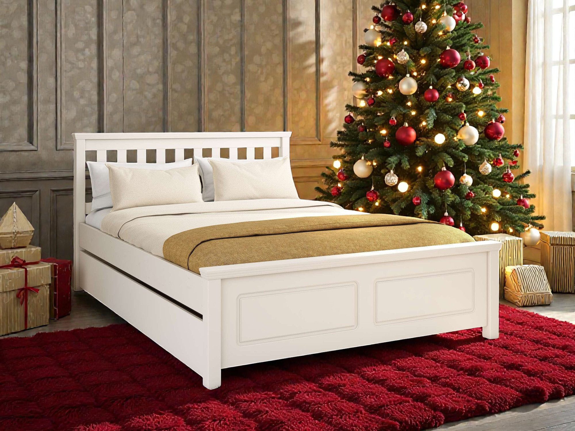 Bett Fredegard, skandinavischer Stil, vielseitig kombinierbar, 2 Breiten