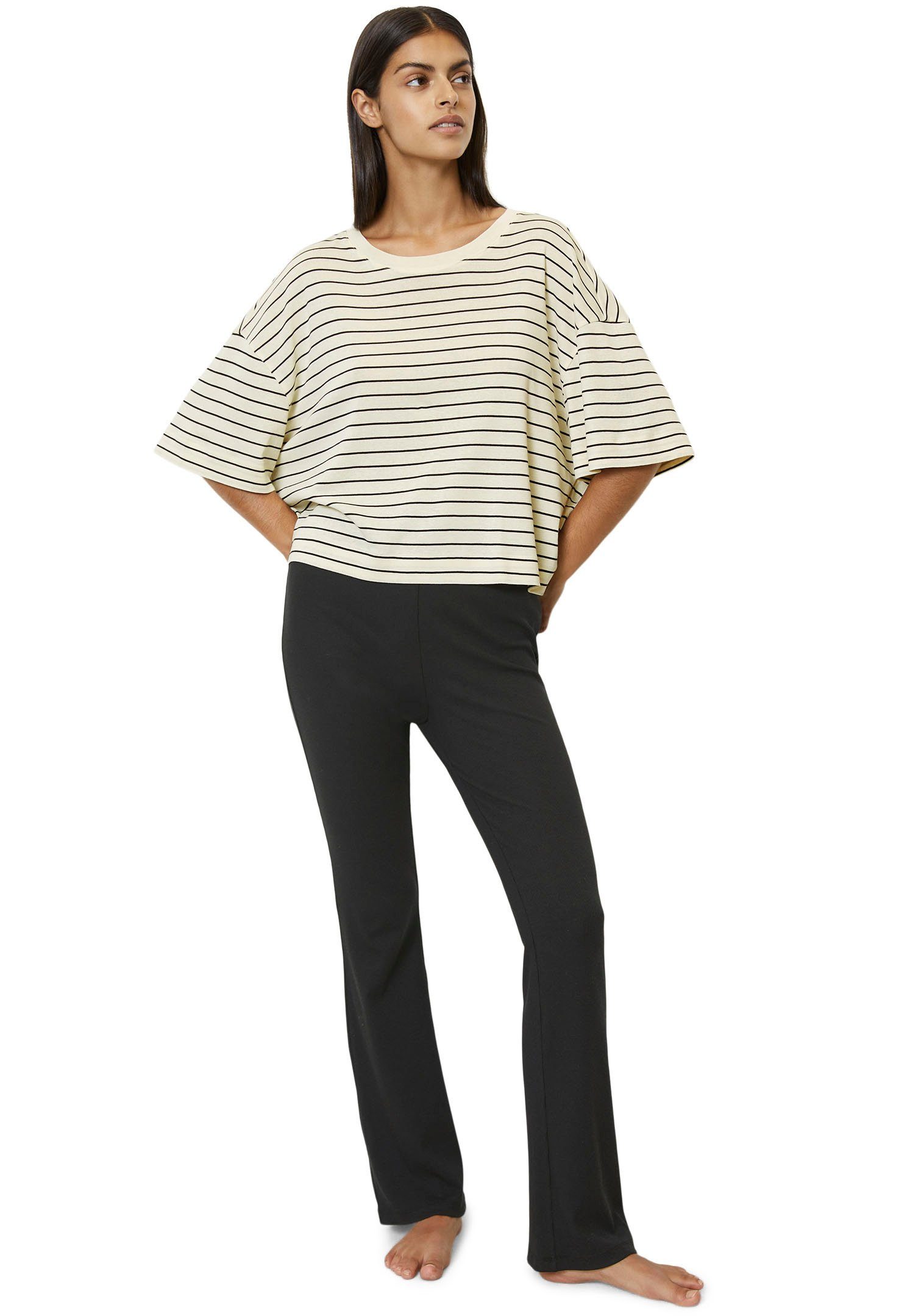 Marc O'Polo T-Shirt Soft Sensation Oversized, Rundhalsausschnitt, Halbarm, Streifen, Baumwollmischung