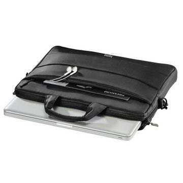 Hama Laptoptasche Notebook Tasche bis 41 cm (16,2 Zoll), Farbe Schwarz, eleganter Look, Mit Tablet- und Dokumentenfach, Organizerstruktur und Trolleyband