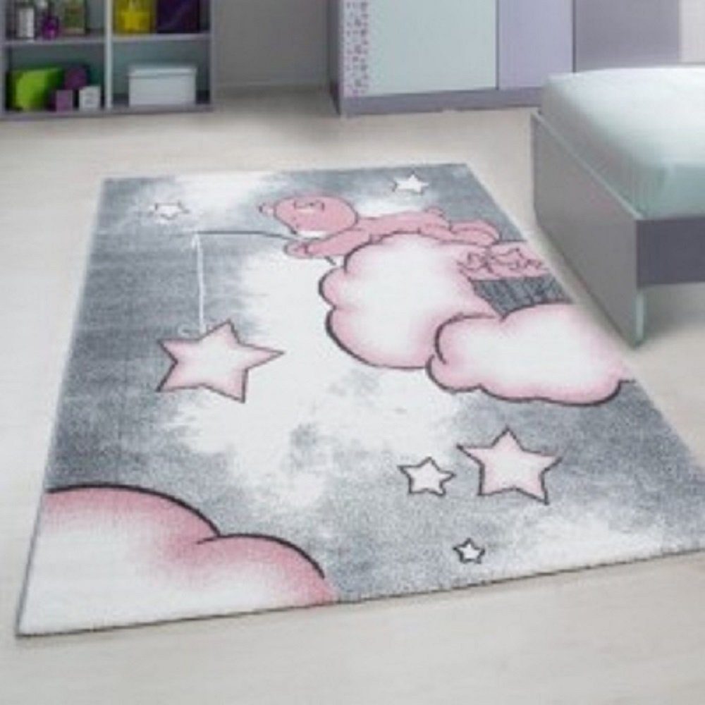 Teppich, Kinderteppich Giantore, Kinderzimmerteppich, Teddybär rechteck Pink