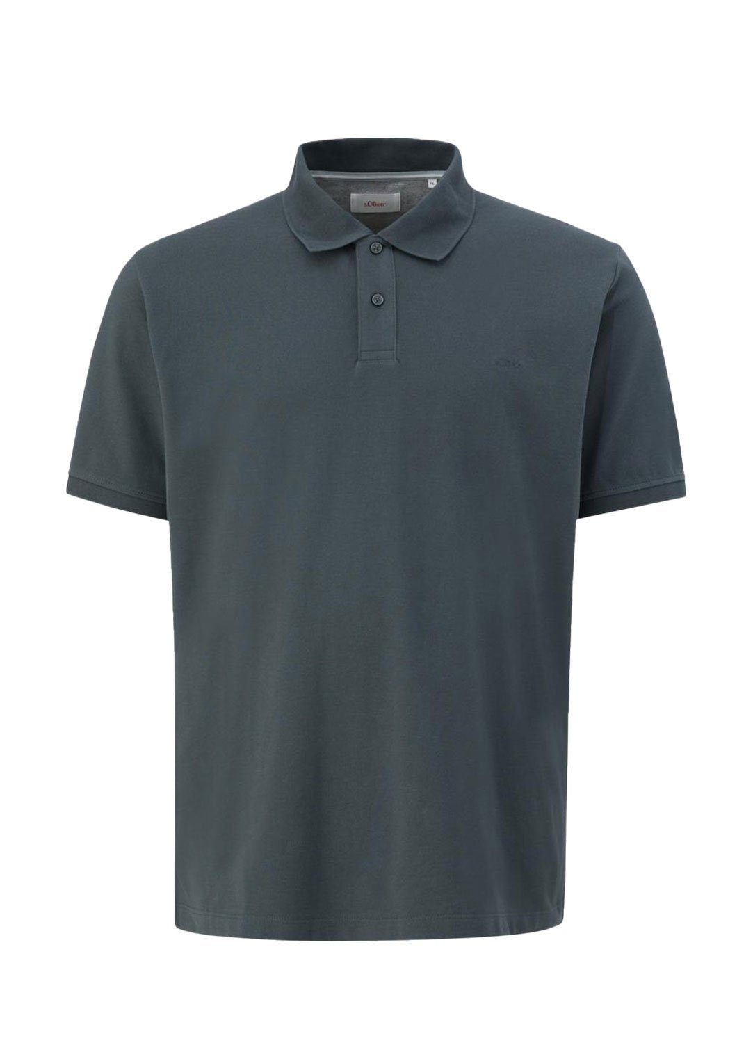 s.Oliver Poloshirt Big Size (1-tlg) Kragen, Köpfe, Logostickerei Anthrazit