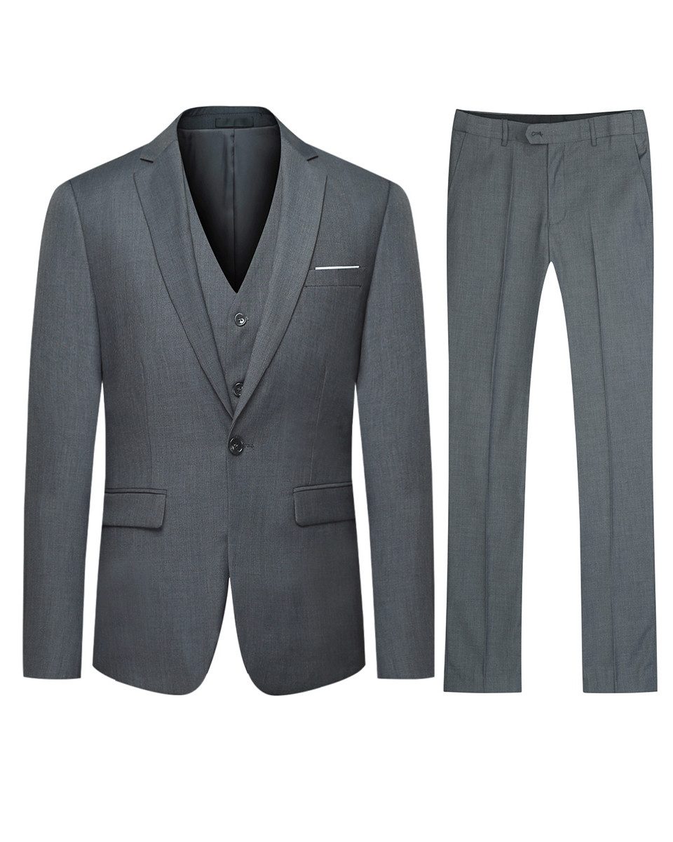 Allthemen Anzug (3 tlg, Sakko & Weste & Hose) Slim Fit für Hochzeit