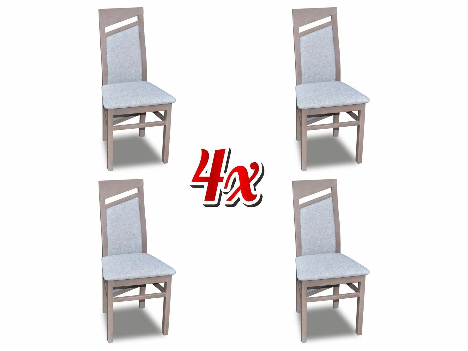 JVmoebel Stuhl, Polster Holz Sessel Stuhl Designer Esszimmer Stoff 4x Set Stühle Gastro Textil