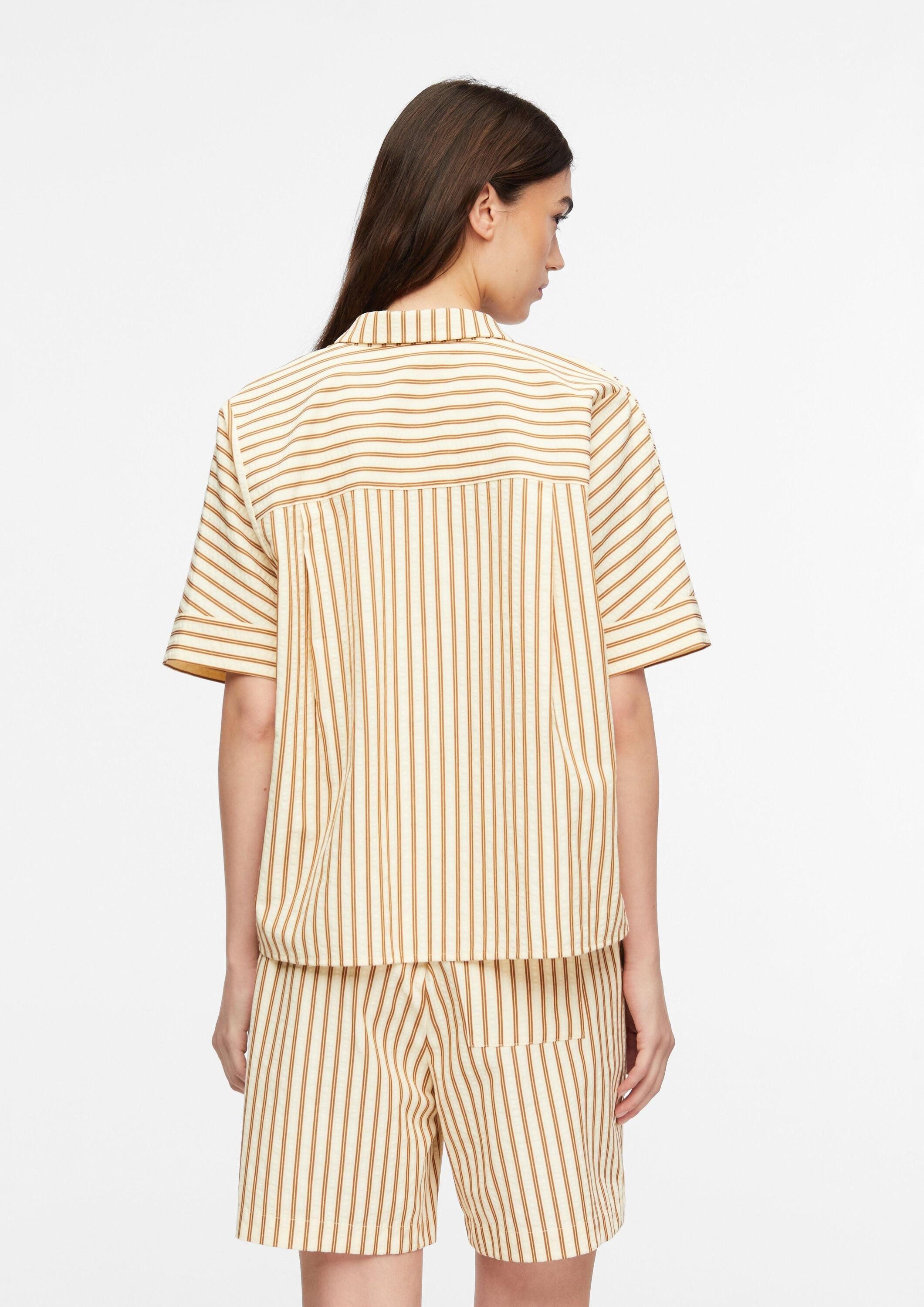 comma Kurzarmbluse Bluse Strukturierte Streifenbluse im Oversize Fit