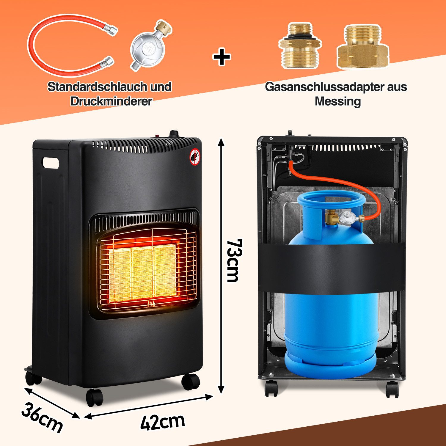 Clanmacy Heizstrahler 4200W Gasheizung 3 Stufen Gasheizer Mit Deutsch-Europ günstig online kaufen
