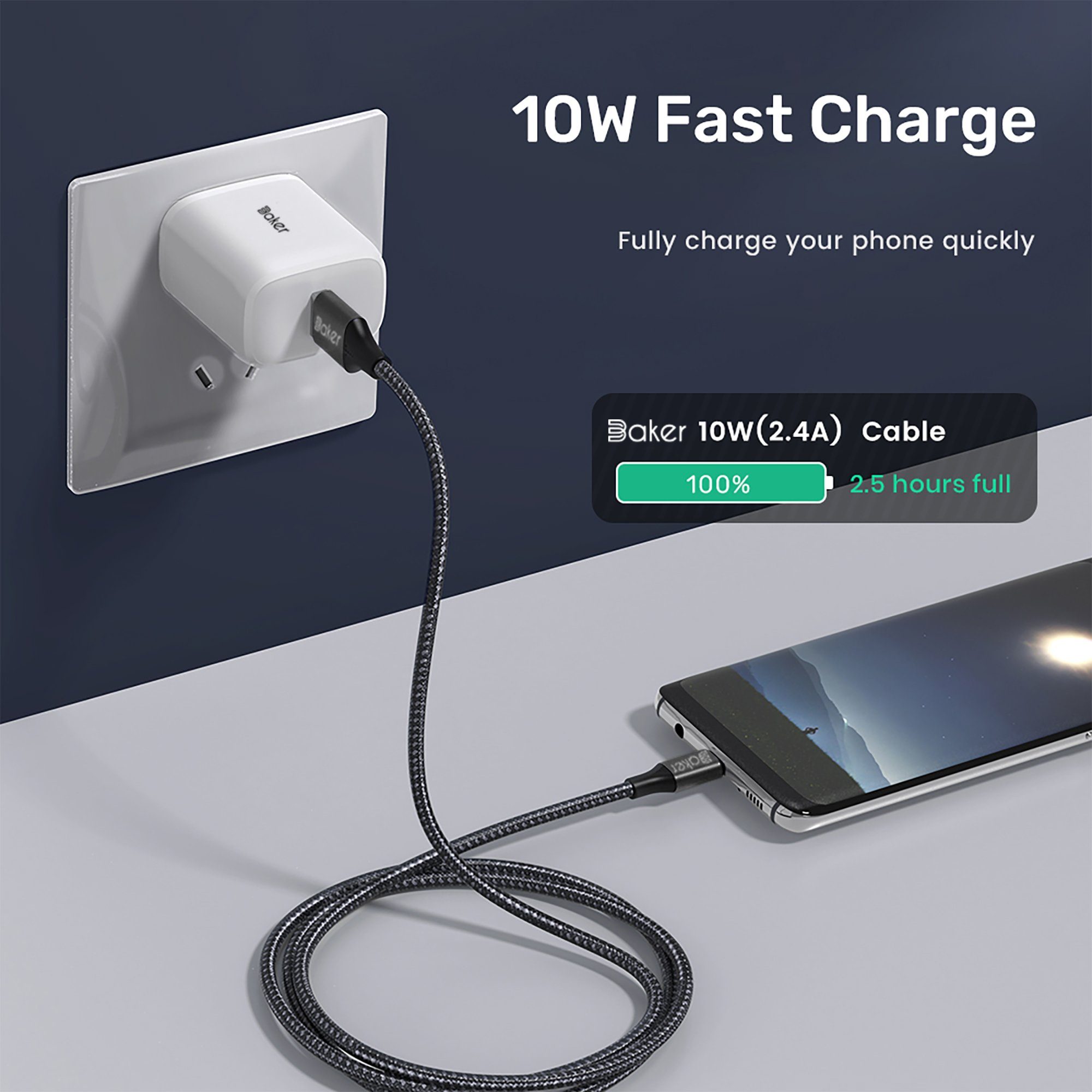 Baker AN10 USB-Kabel, USB-C, Standard-USB (100 cm), Synchronisieren, Aufladen