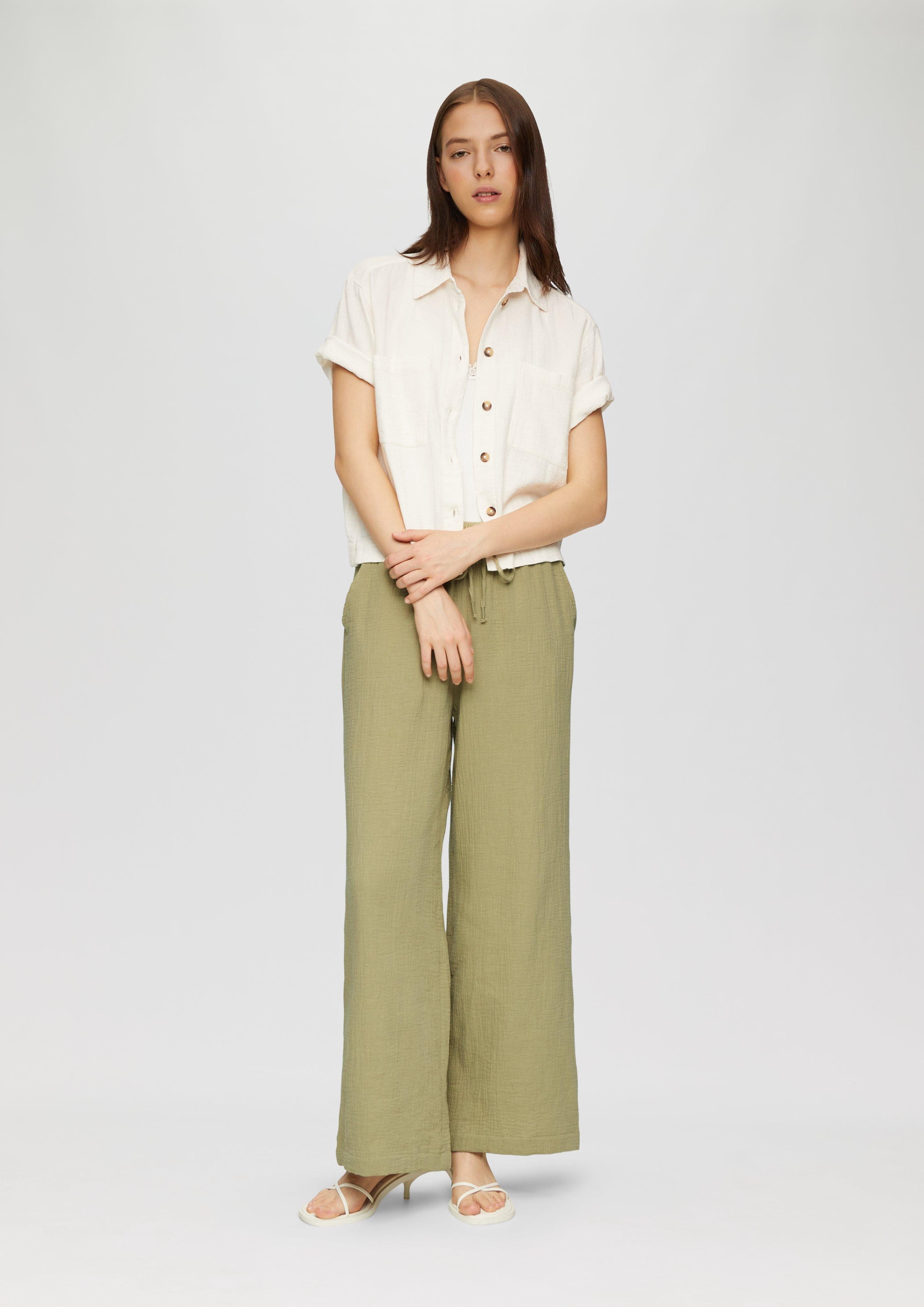 QS Stoffhose Wide-Leg-Hose aus Musselin mit günstig online kaufen