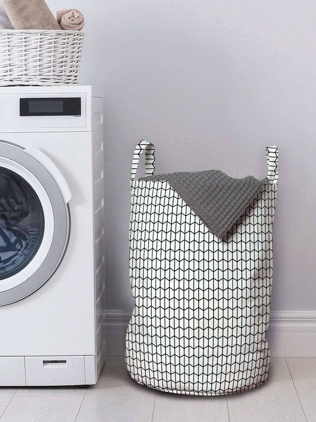 vertikale Abakuhaus mit Kordelzugverschluss Wäschekorb für Griffen Geometrisch Wäschesäckchen Waschsalons, Hexagons Streifen