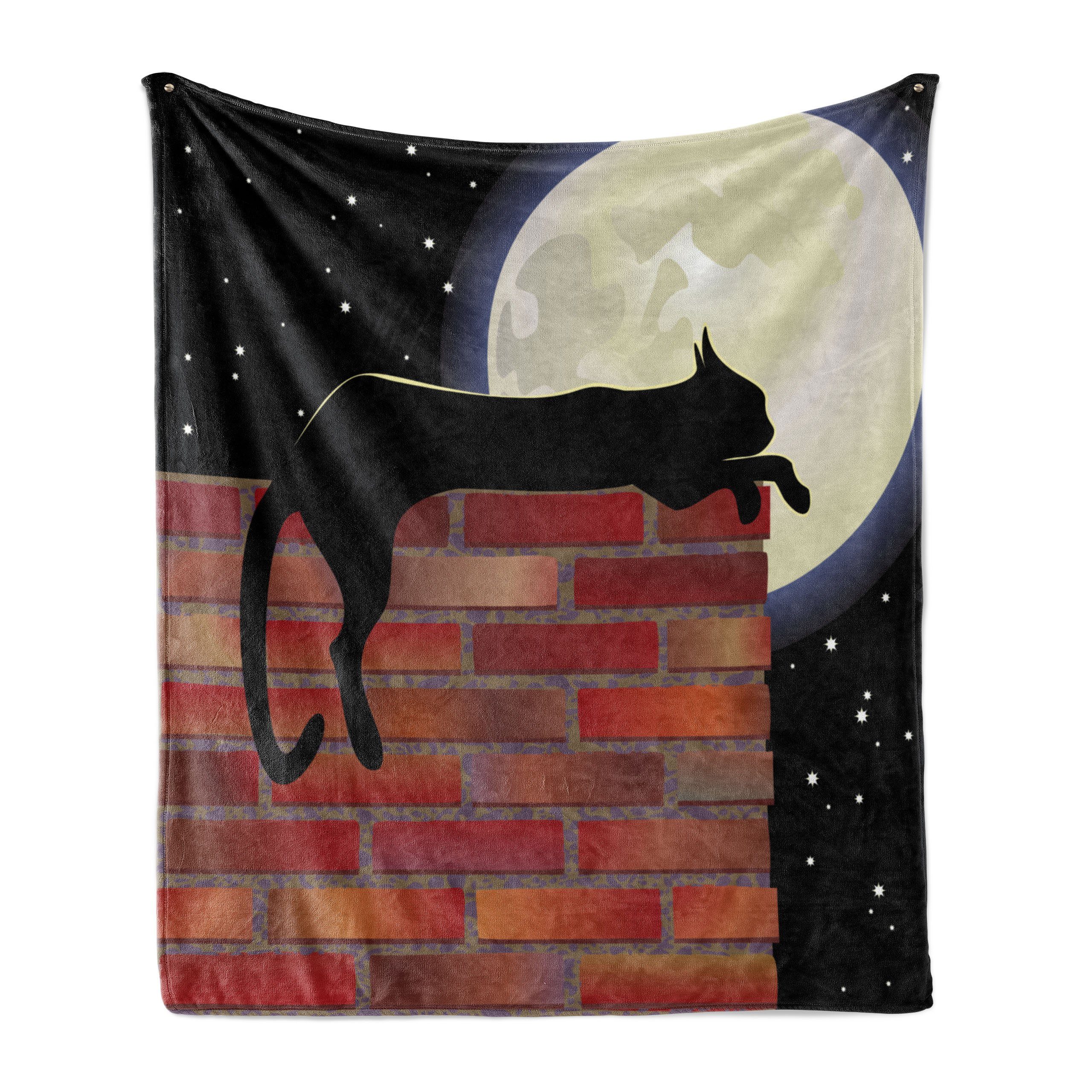 Außenbereich, Wohndecke und Mond Gemütlicher Abakuhaus, für Innen- den Sillhouette Resting Plüsch Cat