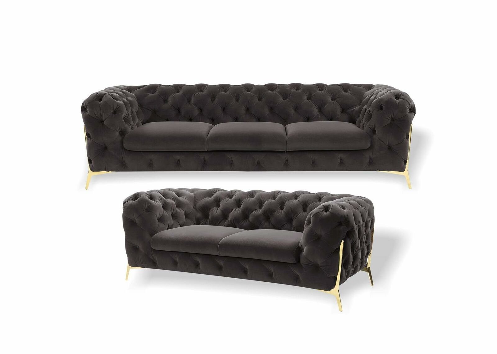 Luxus 3+2 Europe Neu, Sofa Couchgarnitur Made Moderne Sitzer Schwarz JVmoebel in Chesterfield Blaue
