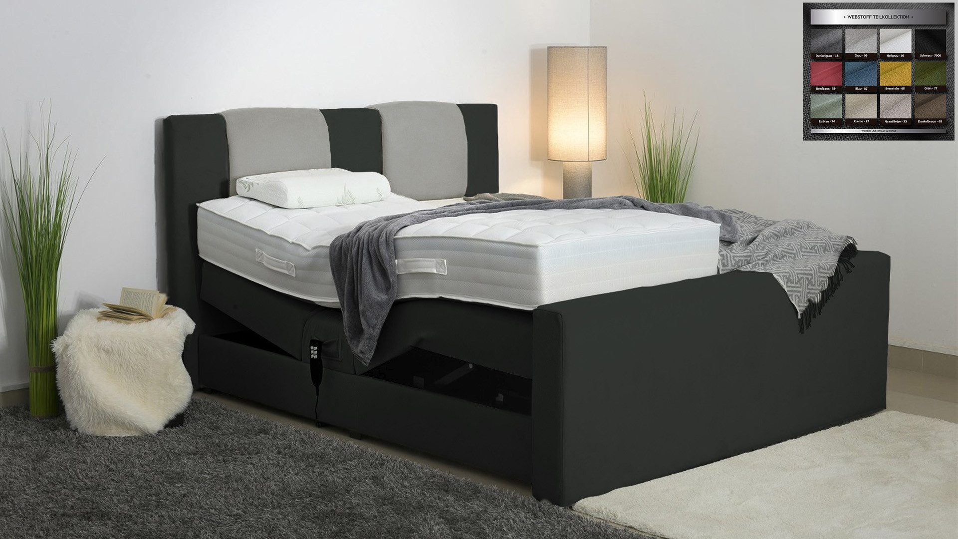 PAARA Boxspringbett Bolton elektrisch verstellbar mit Motor alles, mit einzigartigem Belüftungssystem