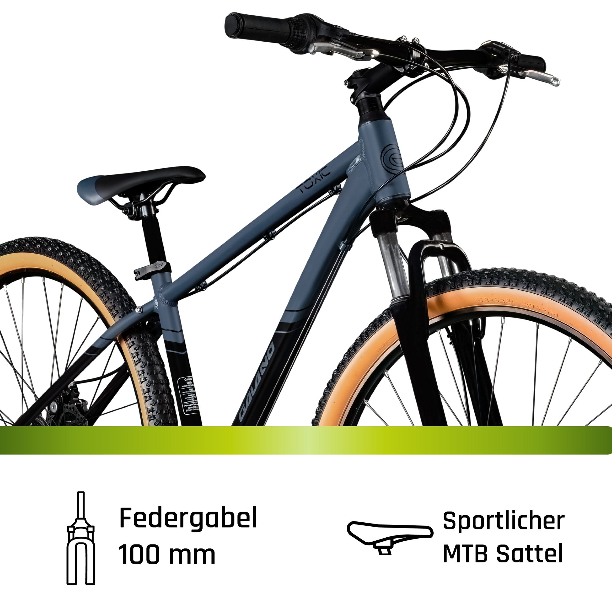 Galano Mountainbike Toxic 29", 21-speed, derailleur gears, 29-inch hardtail mountain bike for adults 175 cm and taller