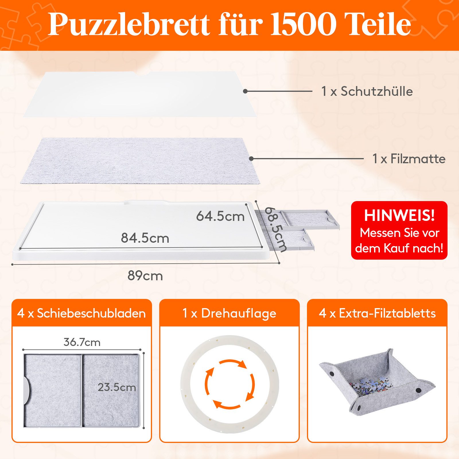 Lifewit Puzzleunterlage Puzzlebrett Tragbar Puzzle mit Filzmatte Multifunktionaler Puzzletisch