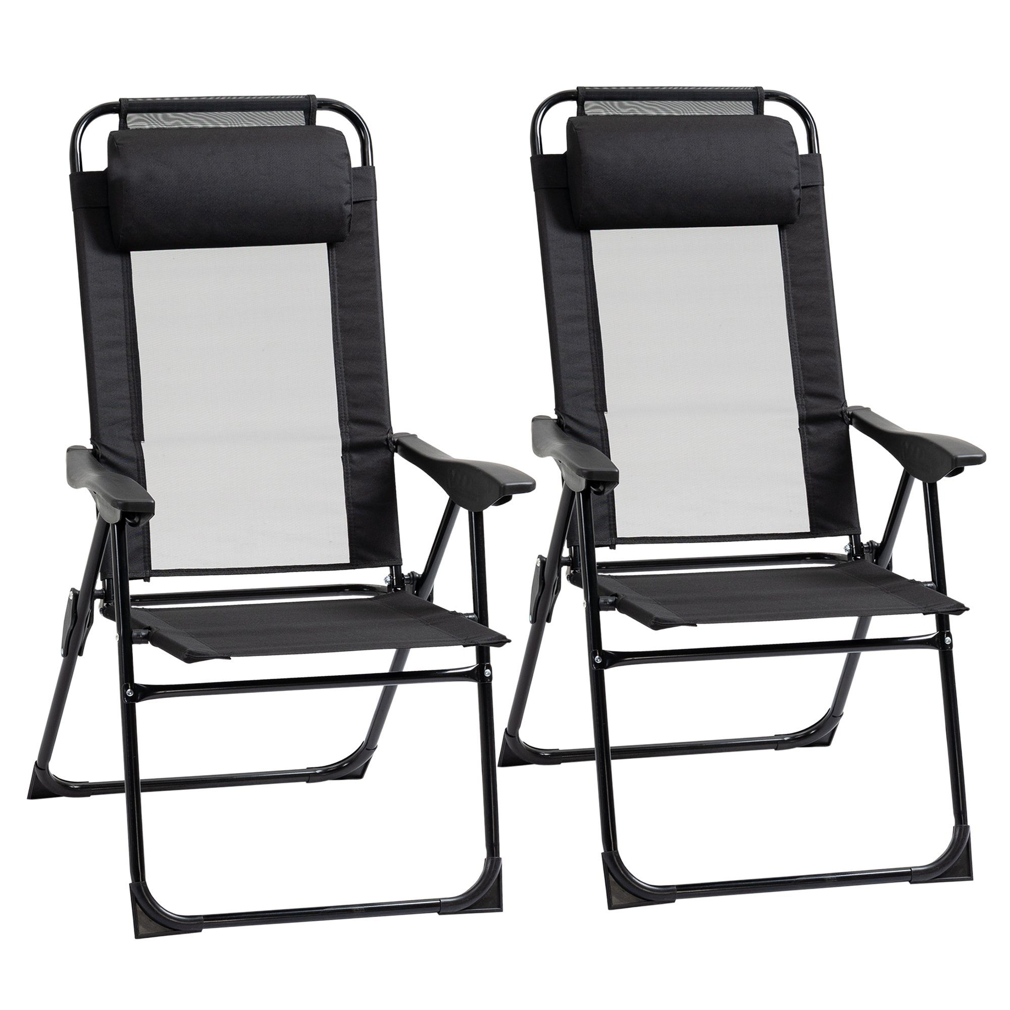 Outsunny Klappstuhl 2er-Set klappbarer Gartenstuhl mit verstellbarer Rücken günstig online kaufen