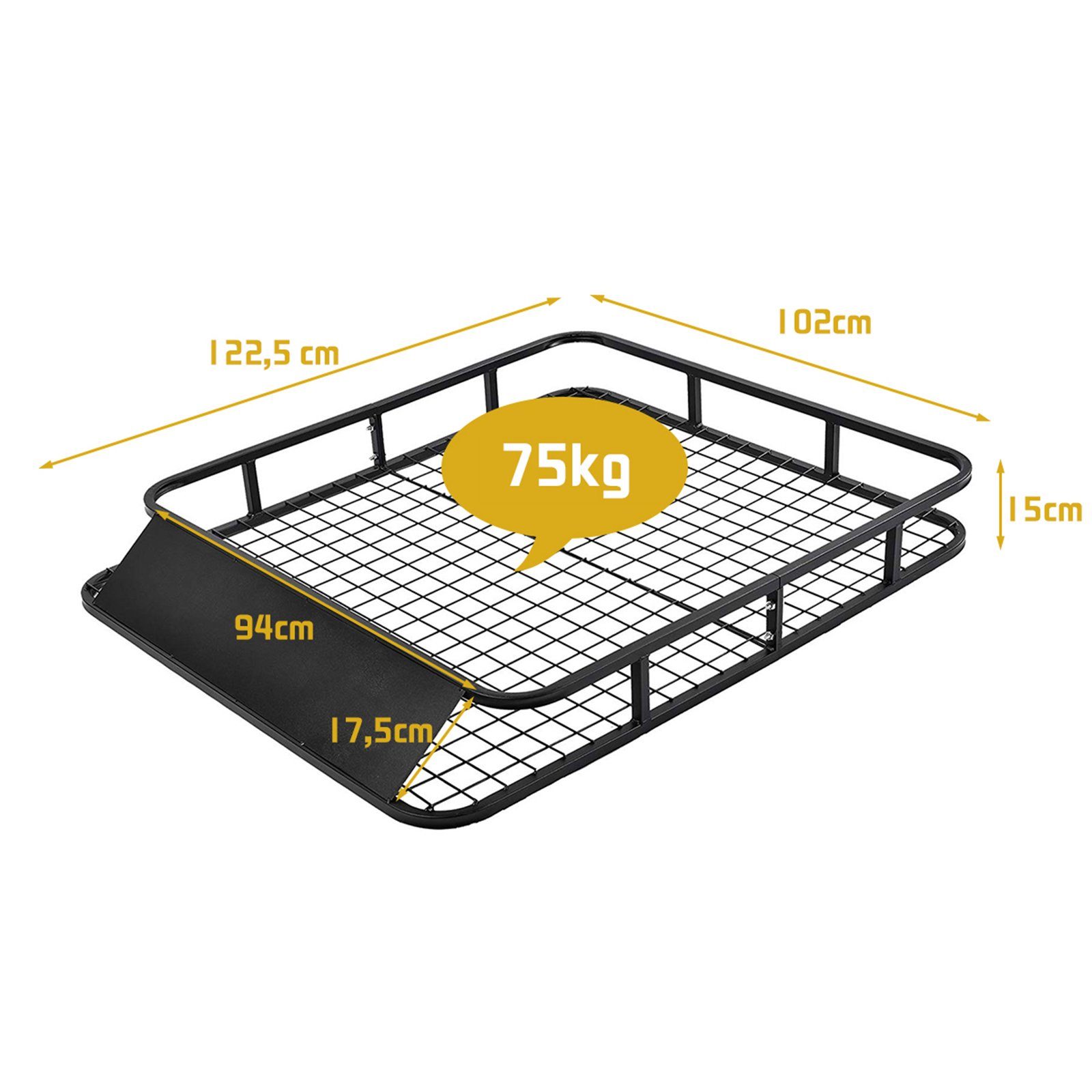 COSTWAY Dachträger, universal Dachkorb für Auto bis 75kg, 122x102x15cm