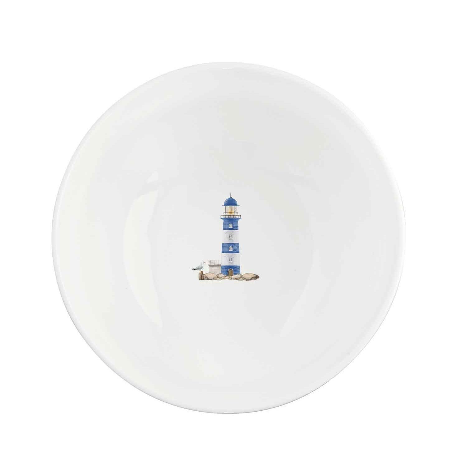 EasyLife Müslischüssel Blue Lighthouse, Porzellan, Spülmaschinengeeignet, Mehrfarbig, Leuchtturm, H: 7cm