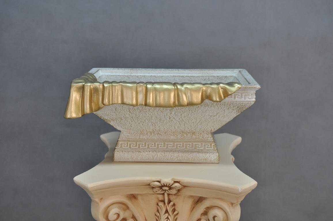 Skulptur Beige/Gold 18cm Ellipse Design XXL Vasen Schalen Vase 843 Obst Schale Deko Antik JVmoebel