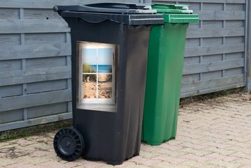 MuchoWow Wandsticker Aussicht - Strand - Meer (1 St), Mülleimer-aufkleber, Mülltonne, Sticker, Container, Abfalbehälter