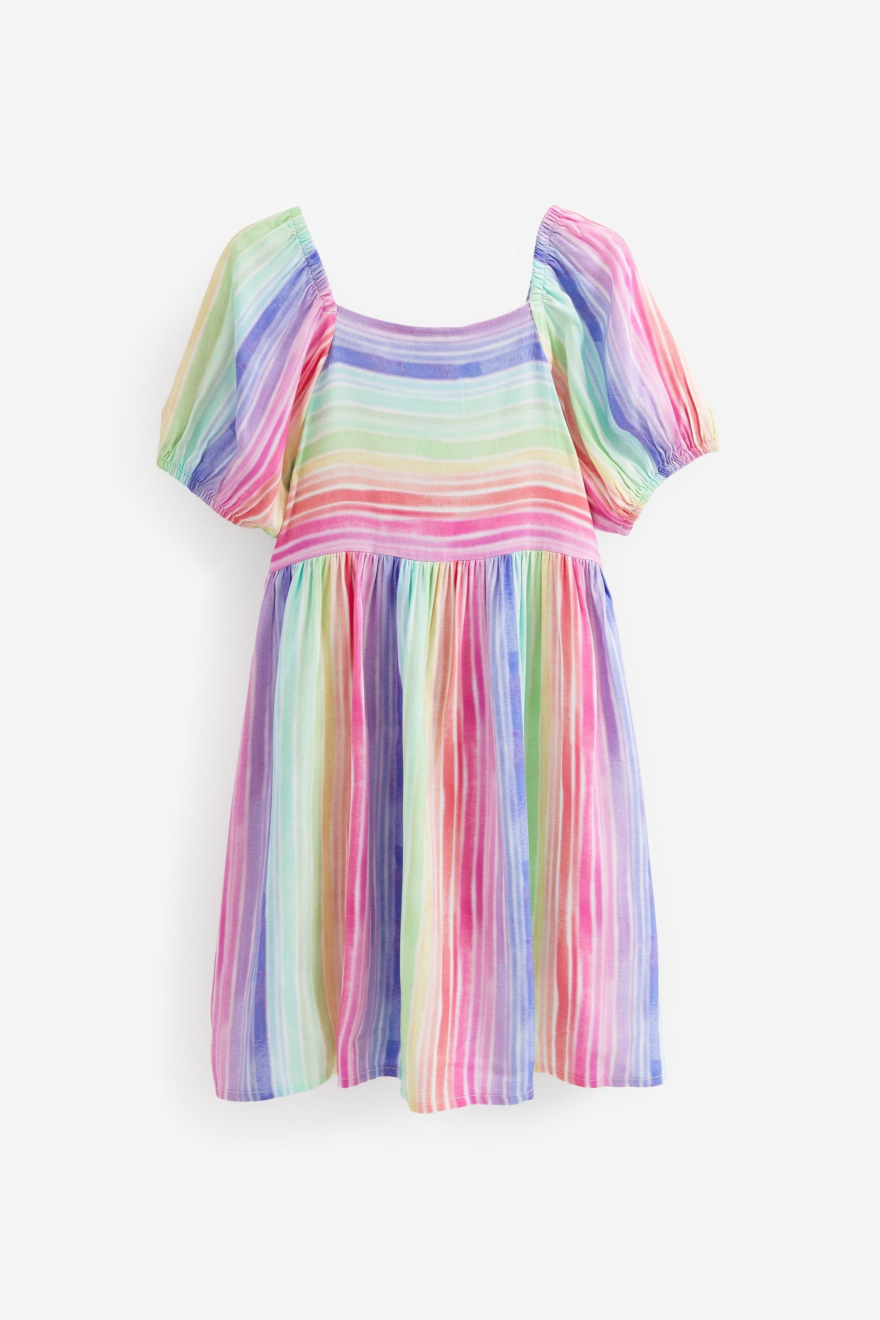 Sommerkleid Gemustertes (1-tlg) Next mit Kleid Rainbow Puffärmeln