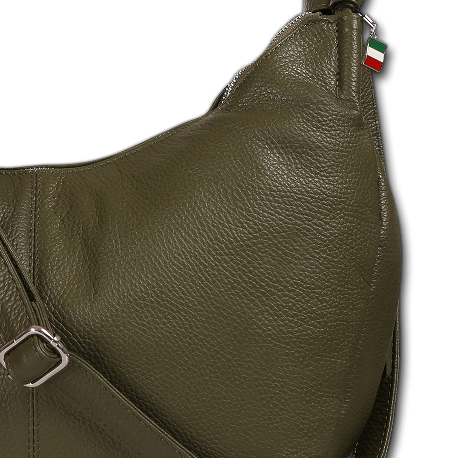 FLORENCE Umhängetasche Florence Damen Umhängetasche Leder Tasche (Umhängetasche), Damen Umhängetasche Leder, dunkelgrün, oliv ca. 43cm x ca. 27cm hoch