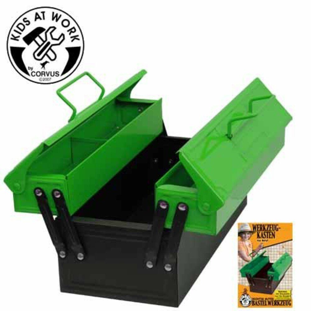 Corvus Spielwerkzeugkoffer Werkzeugkasten aus Metall, grün