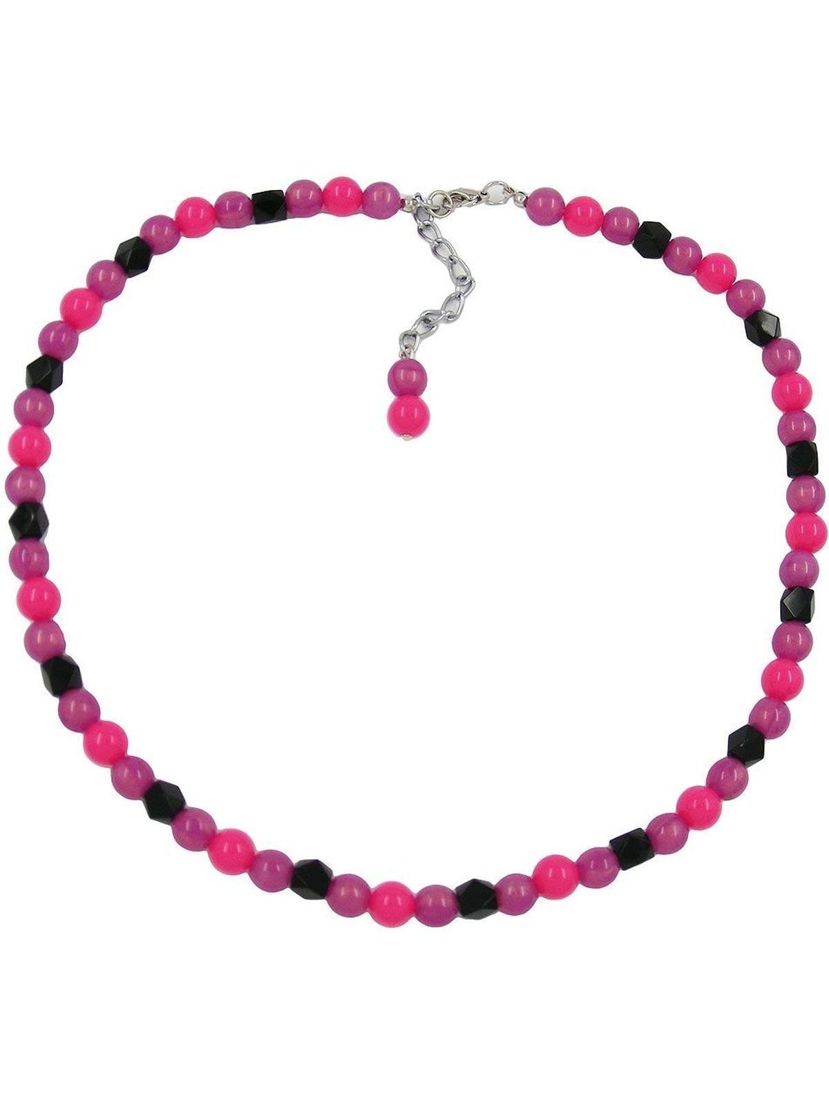 Gallay Perlenkette pink-flieder-schwarz (1-tlg) Kette Perlen