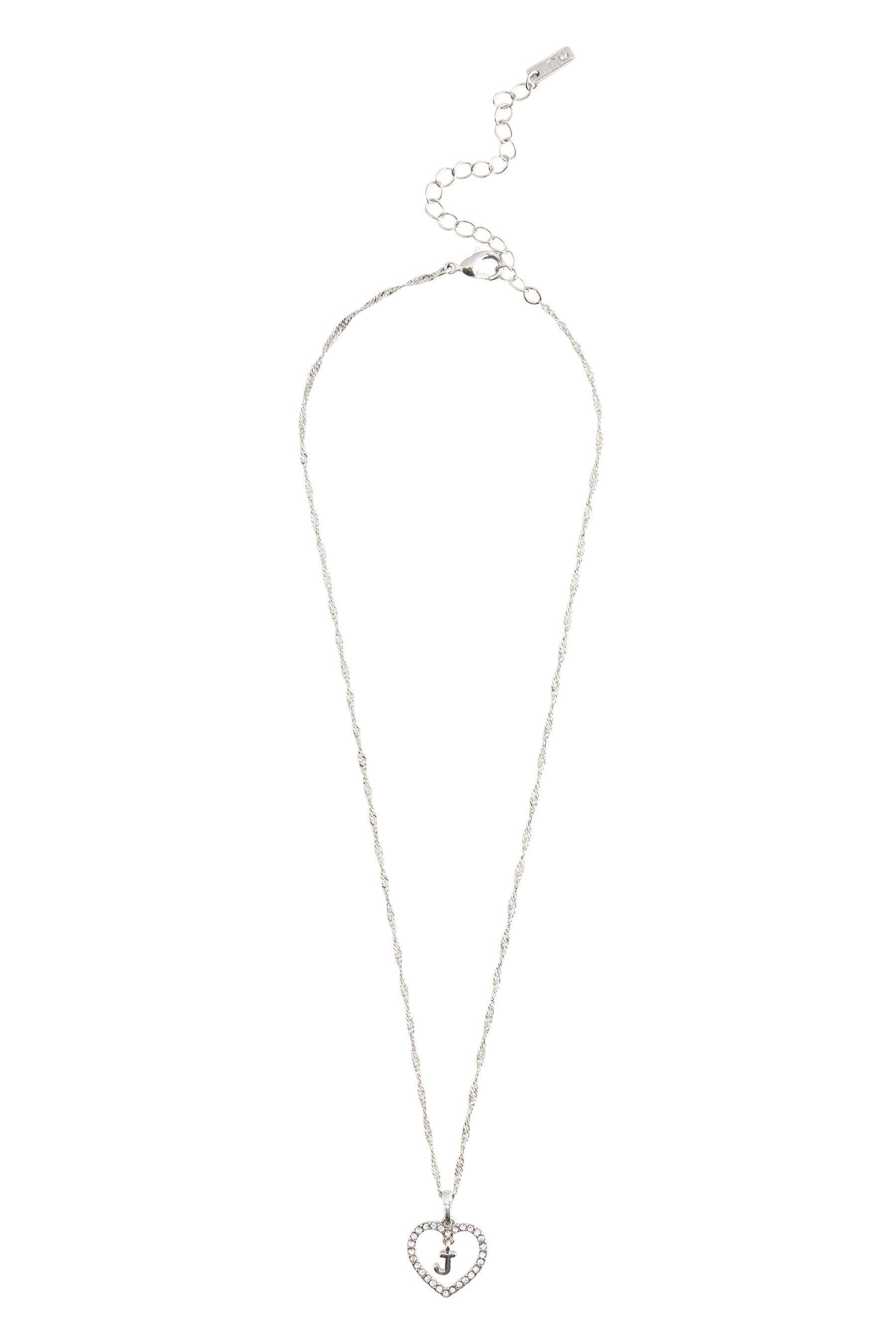 Next Kette mit Anhänger Glitzernde Halskette mit Herz und Initiale (1-tlg) Silver Tone J