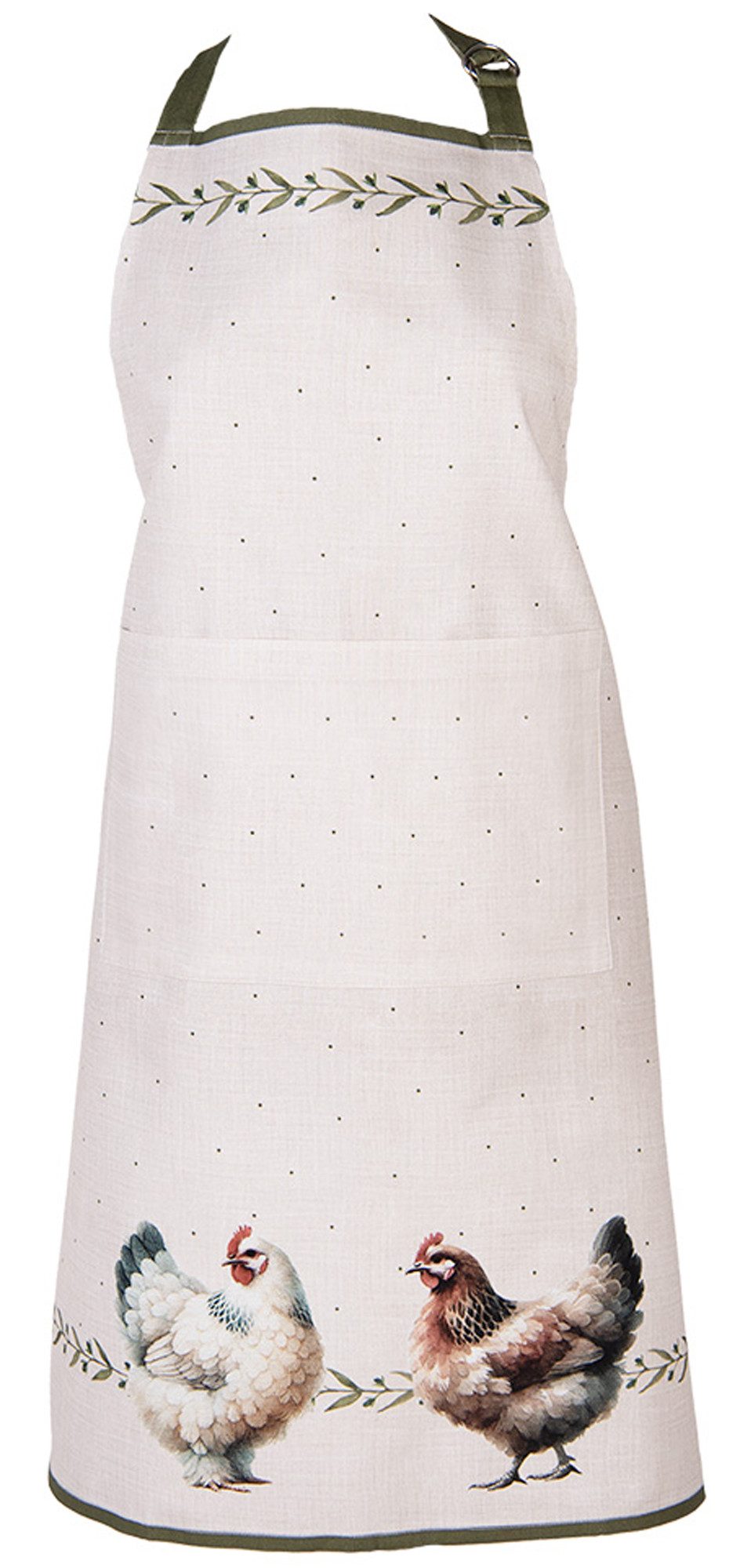Clayre & Eef Kochschürze Barnyard Chicken, (1-tlg., 1-teilig), Küchenschürze Nackenband aufgesetzte Tasche ca.70x85cm Baumwolle