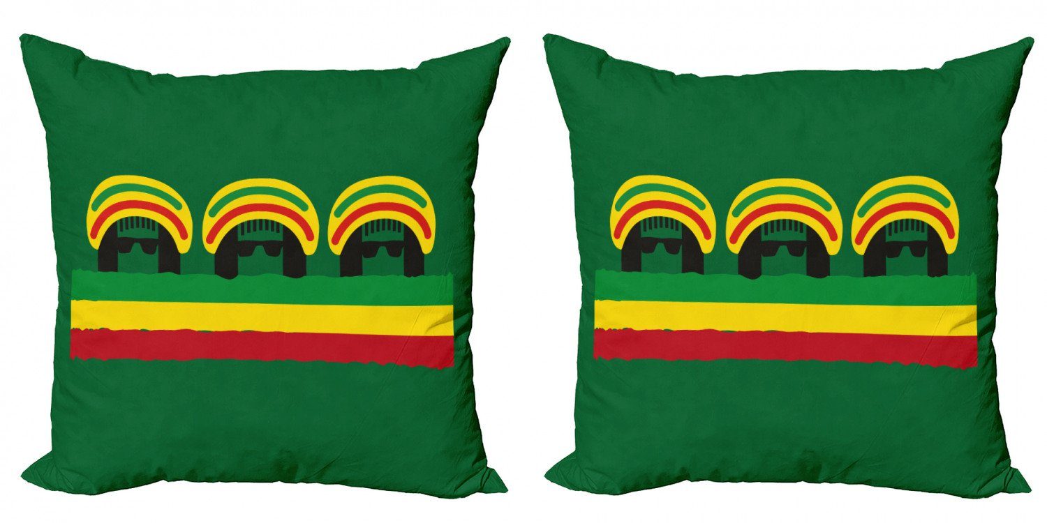 Kissenbezüge Modern Accent Doppelseitiger Digitaldruck, Abakuhaus (2 Stück), jamaikanisch Reggae Themed Hut