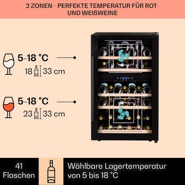 Klarstein Weinkühlschrank Barossa 40 bottle Duo, für 41 Standardflaschen á 0,75l,Wein Flaschenkühlschrank Weintemperierschrank Weinschrank Kühlschrank