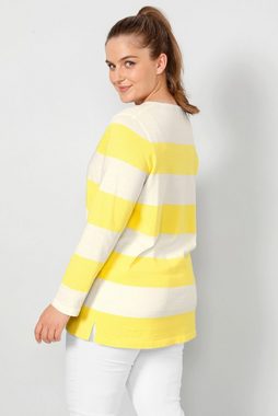 Janet & Joyce Sweatshirt Pullover Regular Fit Blockstreifen V-Ausschnitt