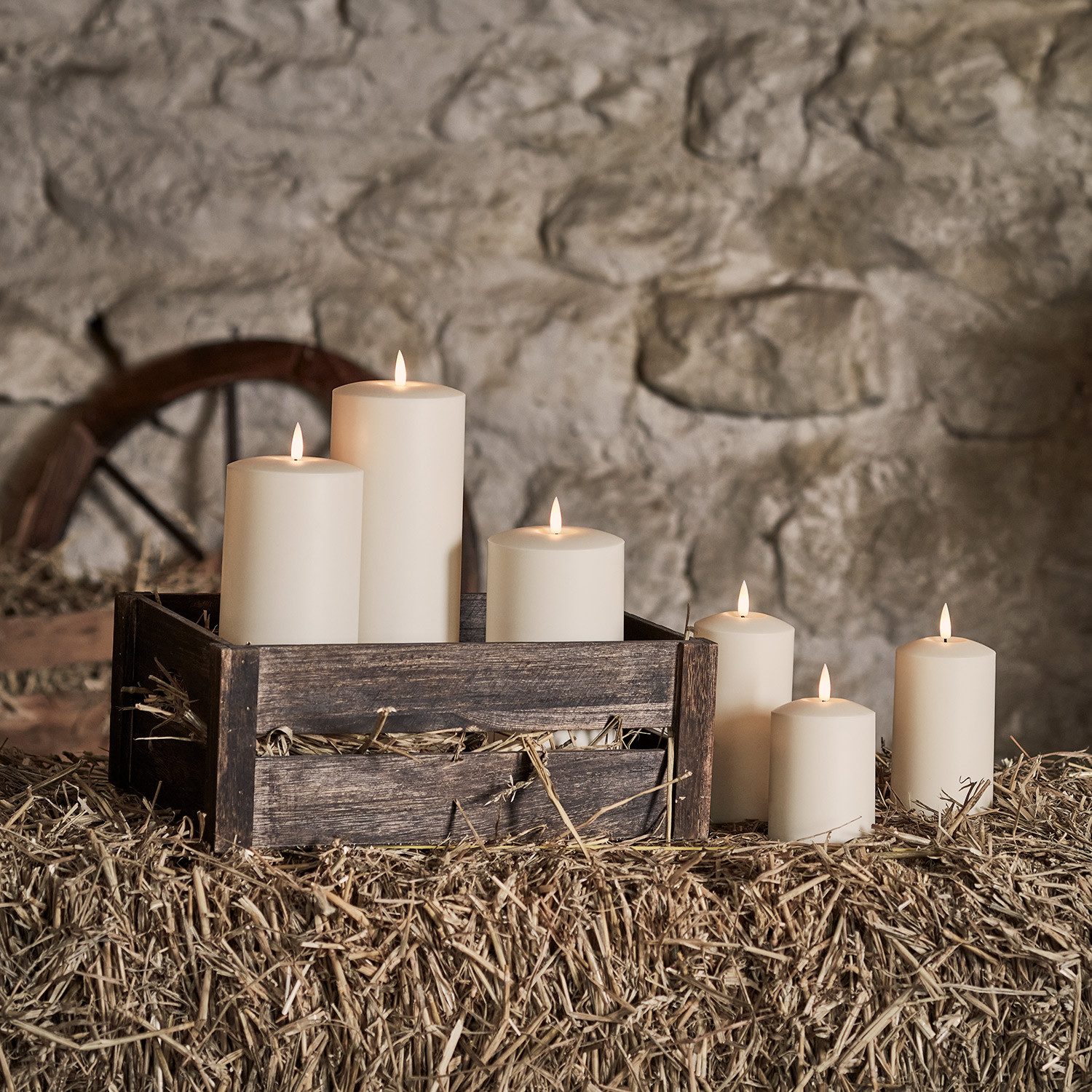 Lights4fun LED-Kerze 6er Set TruGlow® Outdoor Kerzen